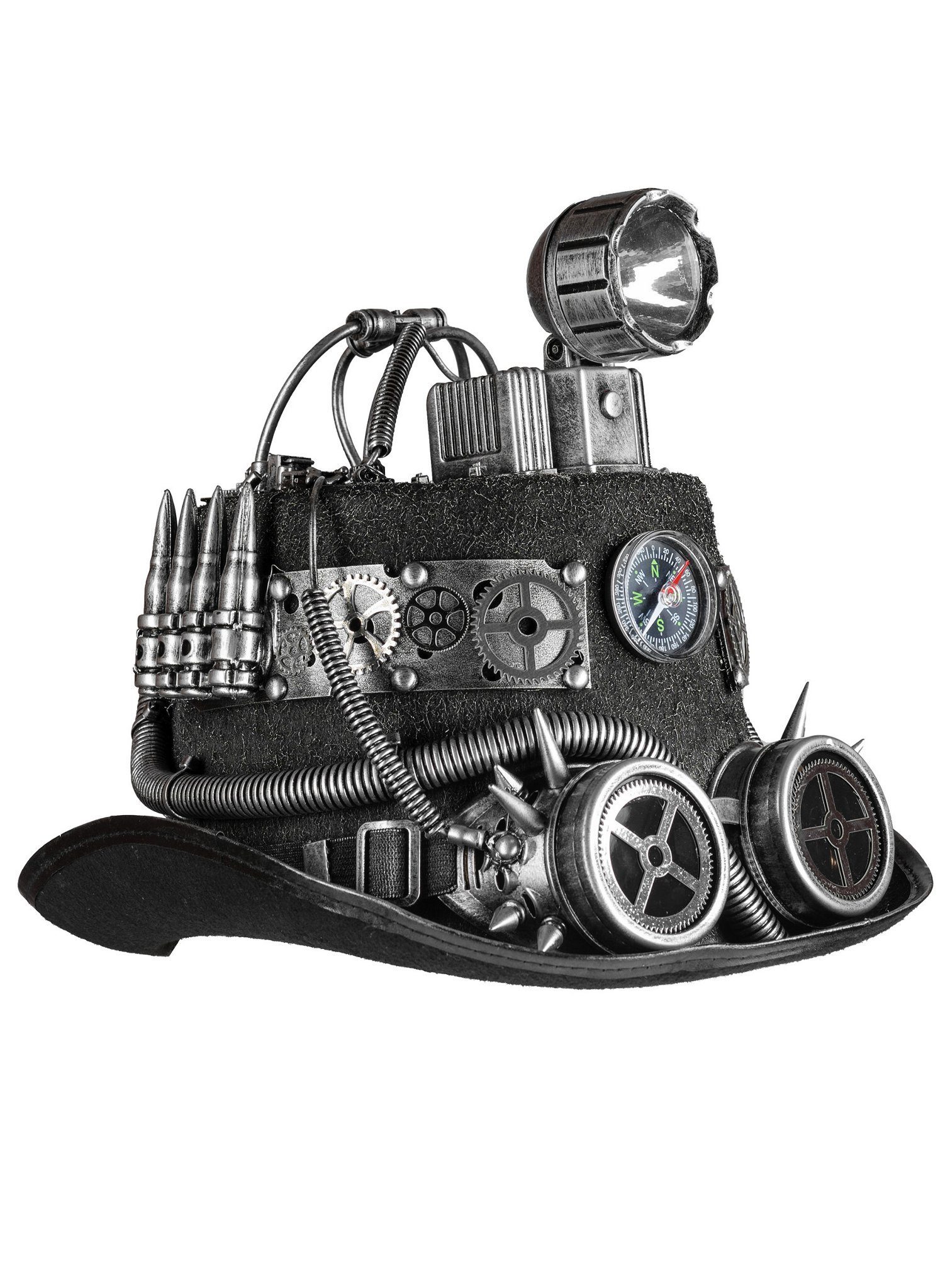 Metamorph Kostüm Luftpirat Steampunk Hut, Zylinder mit jeder Menge einleuchtender Accessoires