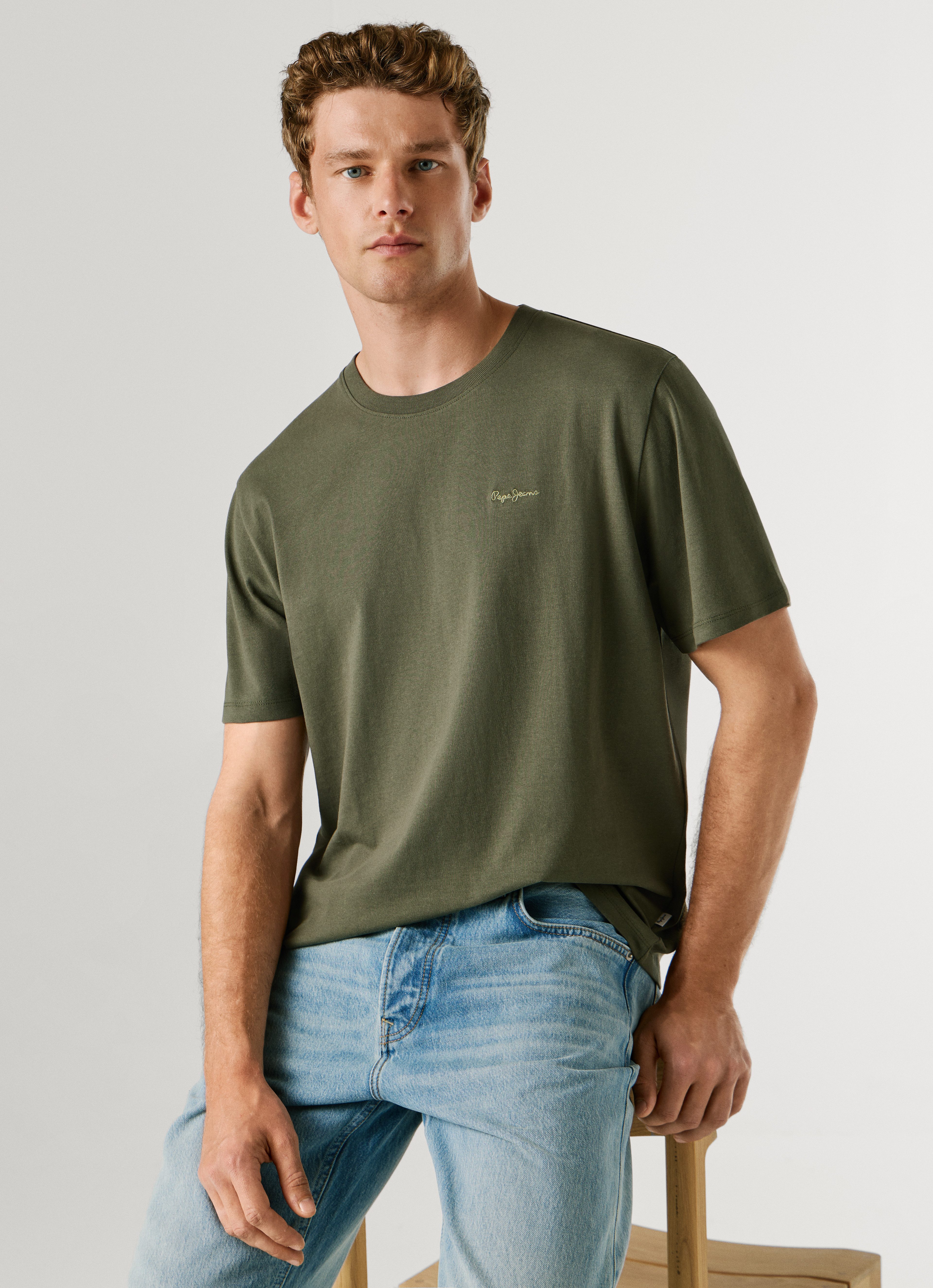 Pepe Jeans T-Shirt CONTRAST CONNOR mit Rundhals und gesticktem Logo günstig online kaufen