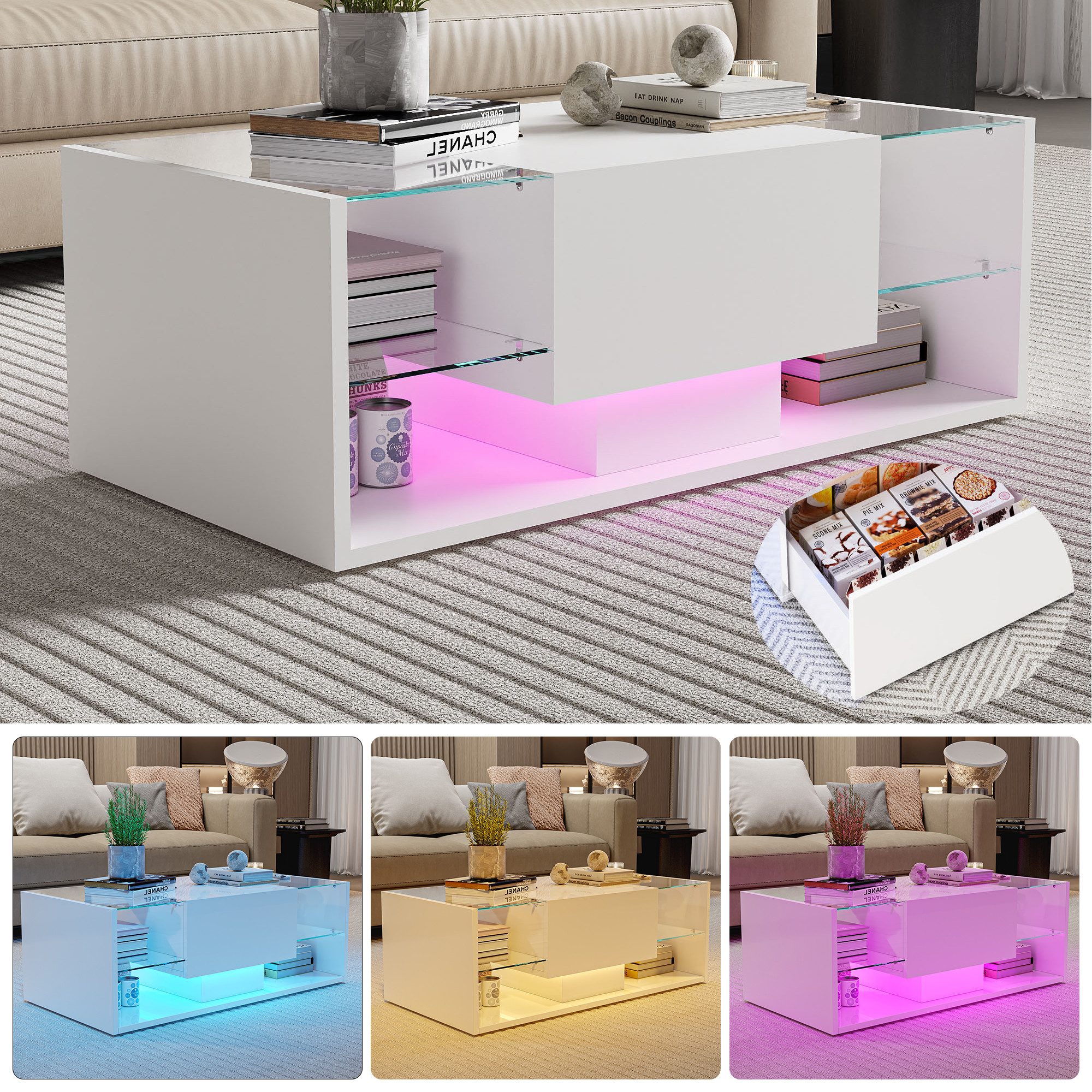 Furnishings Home Couchtisch Schreibtisch Beistelltisch LED günstig online kaufen