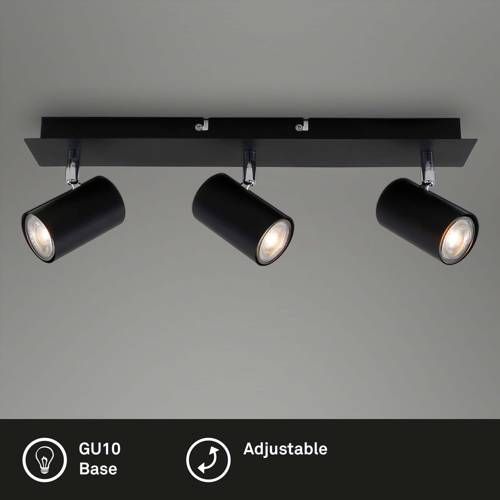 Briloner Leuchten Deckenspot LED Wandlampe Innen Wohnzimmer GU10, ohne Leuchtmittel, 2700K - Extra - Warmweiß, Wandlampe, 12x8x12,3cm, Schwarz, max.40W, GU10, Innen, Wohnzimmer