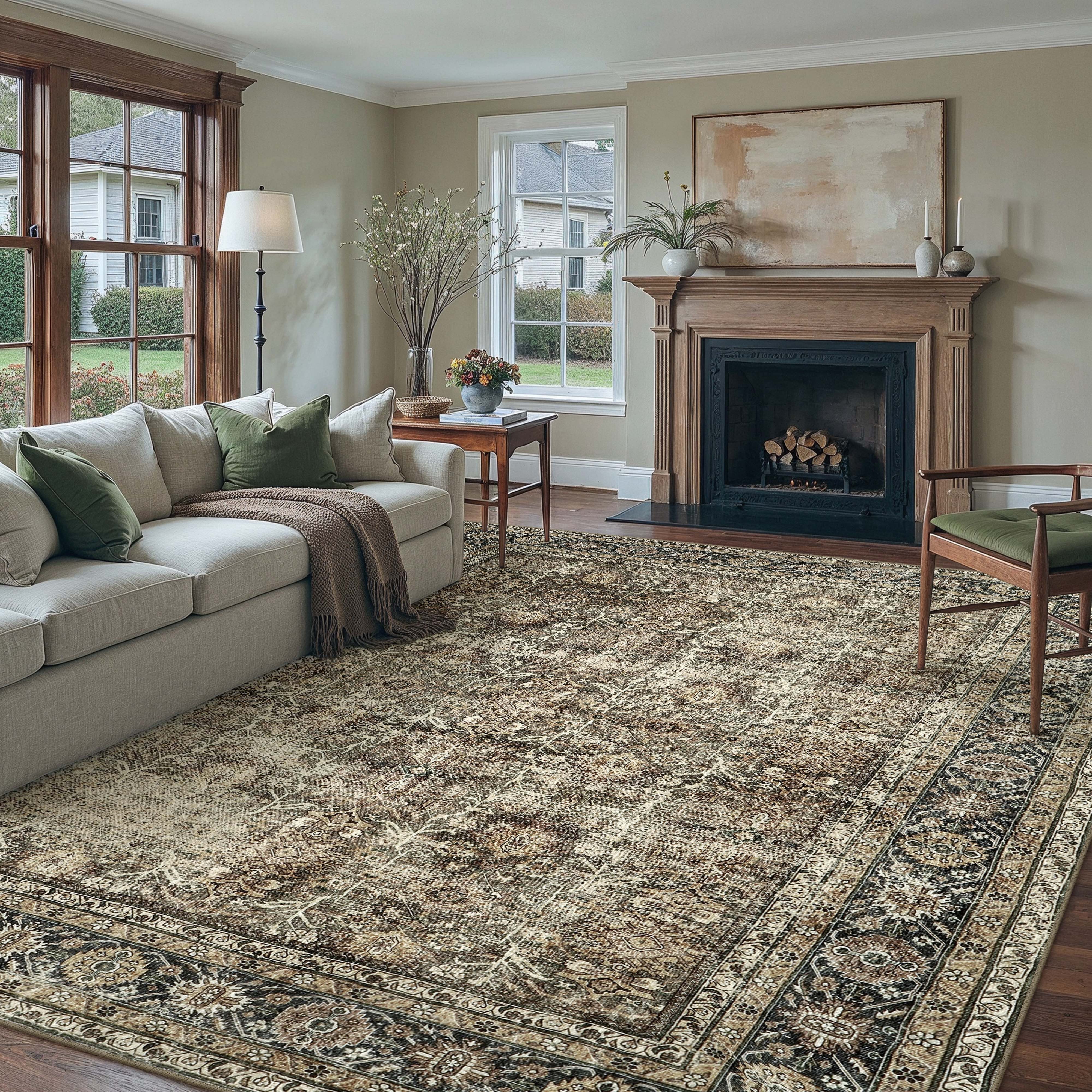 PURECOZY Teppich Wohnzimmerteppich, rutschfester Teppich, Vintage Stil, rechteckig, Höhe: 5 mm, geeignet für verschiedene Innenräume, 300x400cm