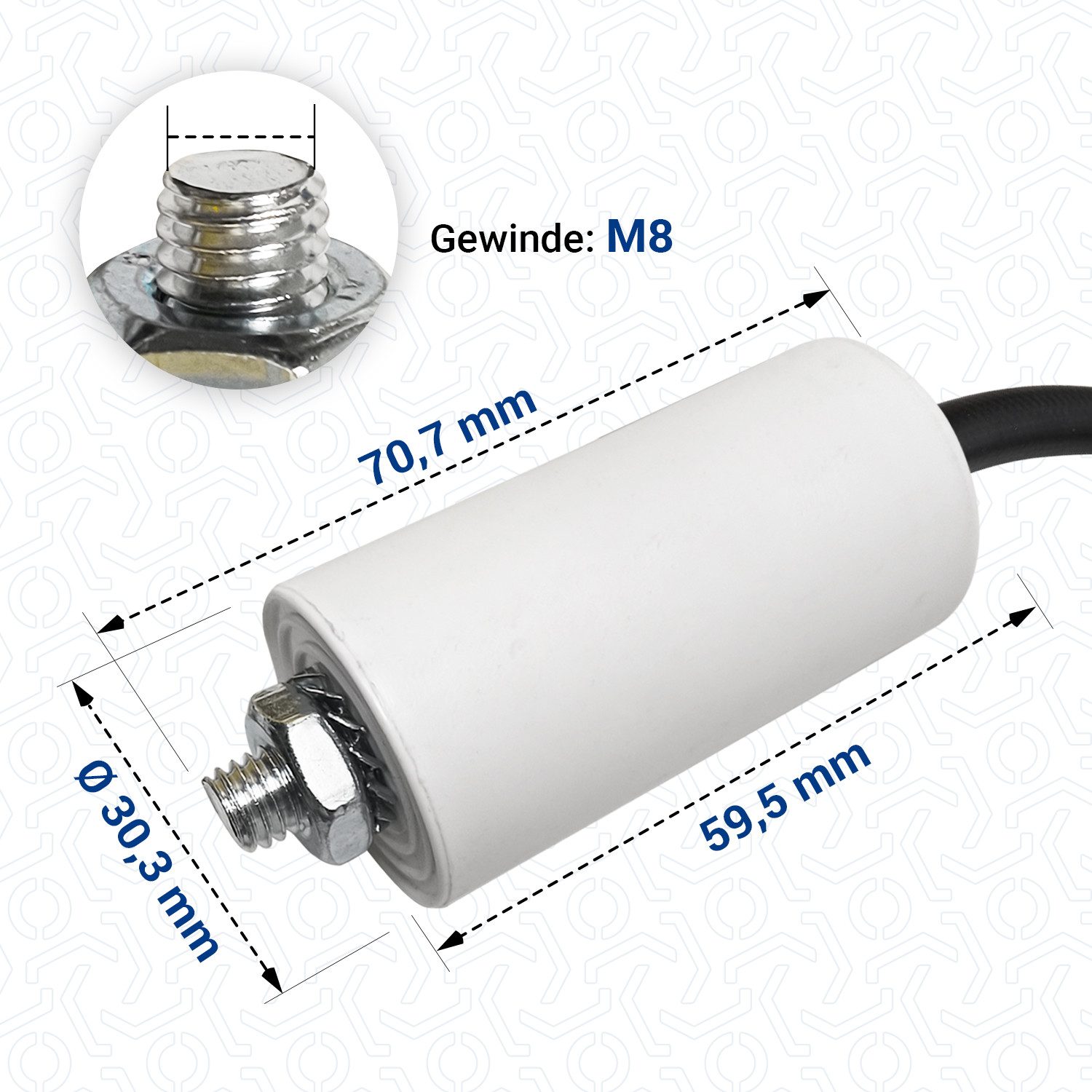 VIOKS Montagezubehör Kondensator CBB60 universal für elektrische Hausgeräte, 4,00µF 450V mit Anschlusskabel