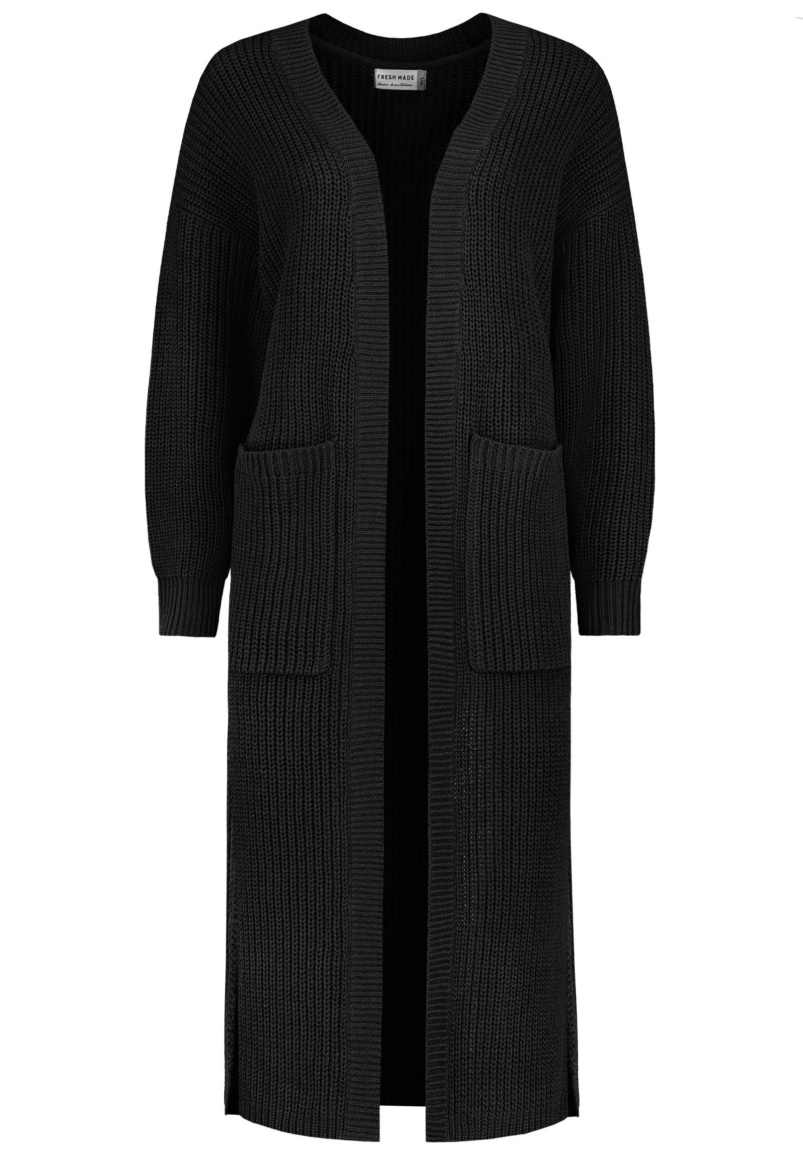 Fresh Made Cardigan Damen Lange Strickjacke Strick Mantel Frühling Übergangs Cardigan