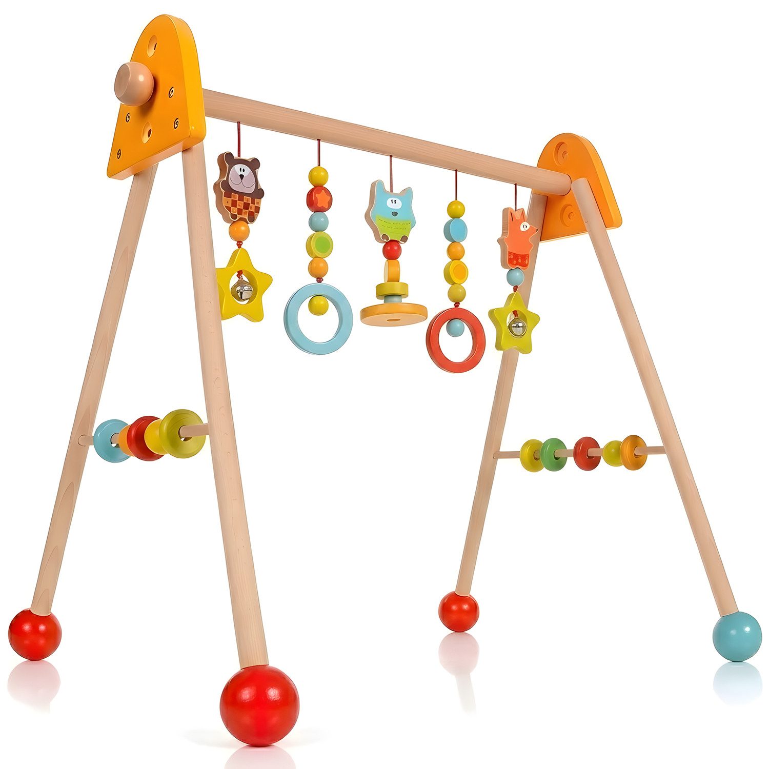 HEYHIPPO Baby Gym Holzspielbogen Babygymnastikrahmen frühkindliche Bildung Spielzeug, (Baby-Spielturnhalle aus Holz 56*48*55.5CM), Air Grab Ring Activity Stand, geeignet für Babys ab 36 Monaten