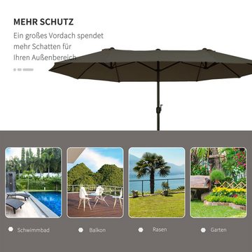 Outsunny Sonnenschirm Gartenschirm Terrassenschirm mit Handkurbel, LxB: 265x455 cm, Doppelsonnenschirm, Marktschirm, Oval 460 x 270 x 240 cm