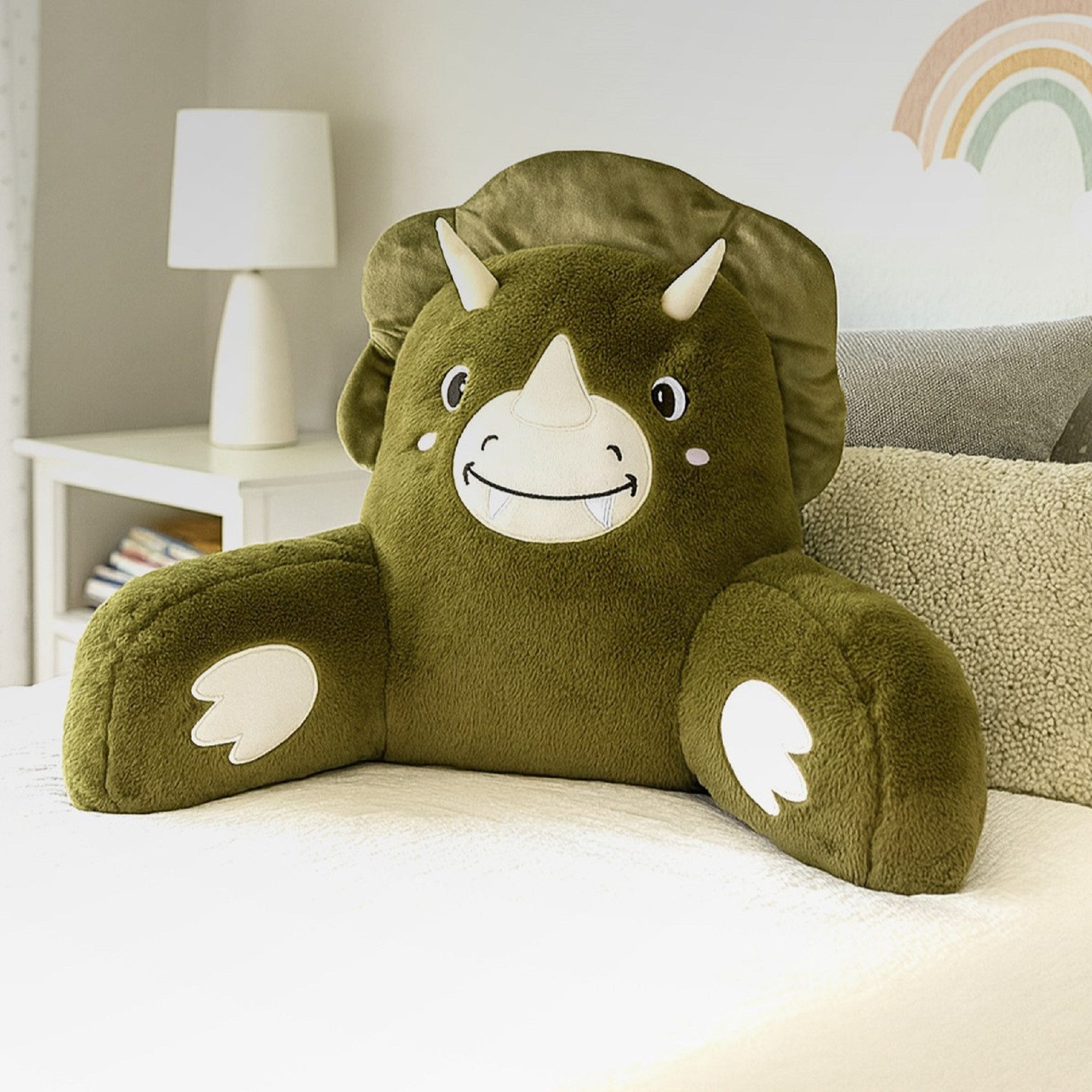 Bestlivings Sitzkissen für das Bett mit Armlehnen 66x37x48cm, Rückenstützfunktion, 100% Polyester, kuschelweich, formstabil