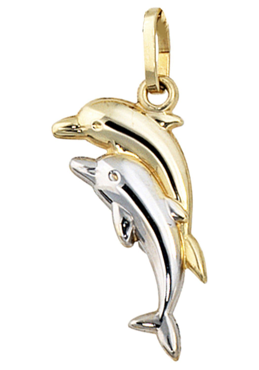 JOBO Kettenanhänger Anhänger Delfine, 333 Gold bicolor | Kettenanhänger
