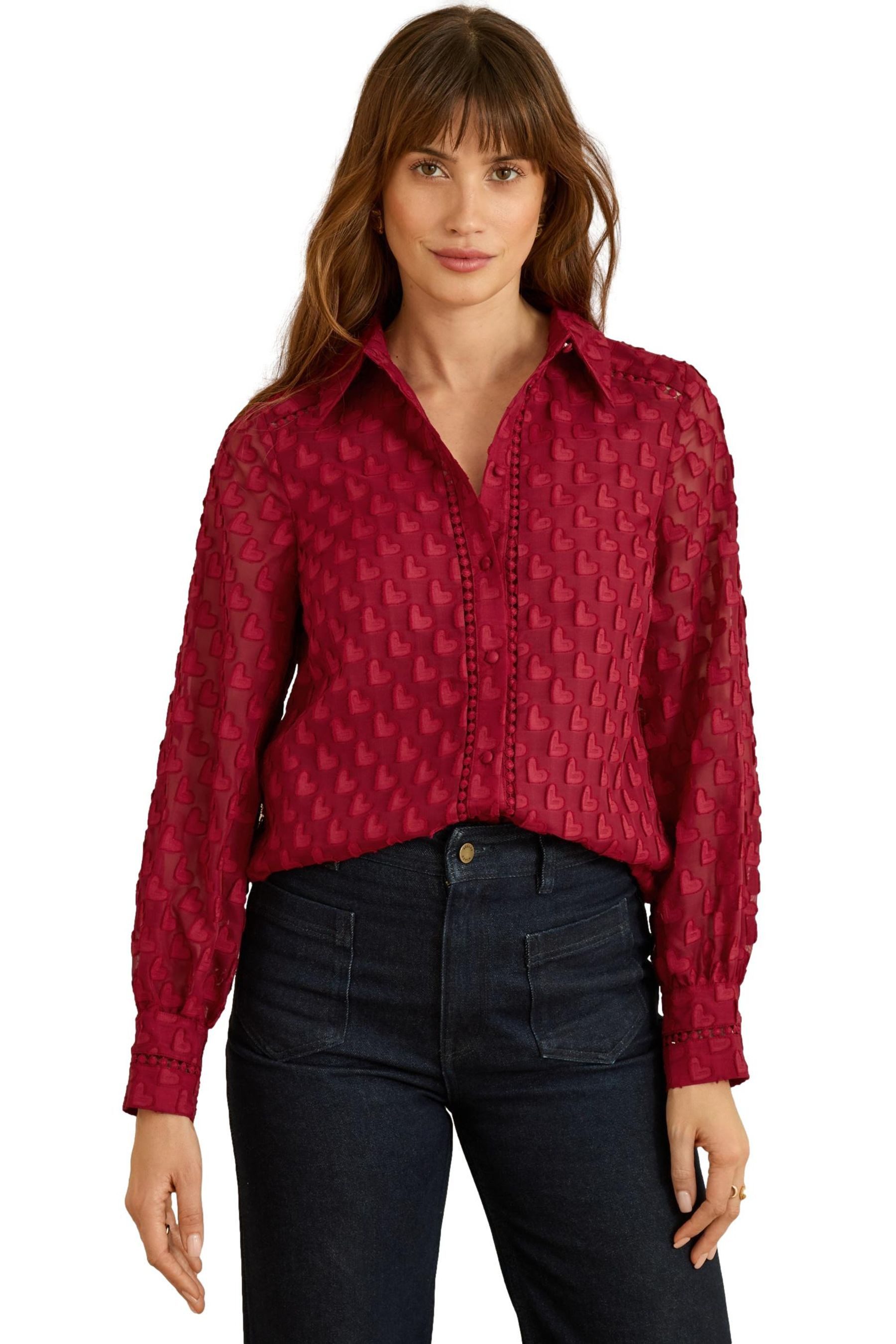 Love & Roses Langarmhemd Love & Roses Langarmhemd mit 3D-Herz (1-tlg)