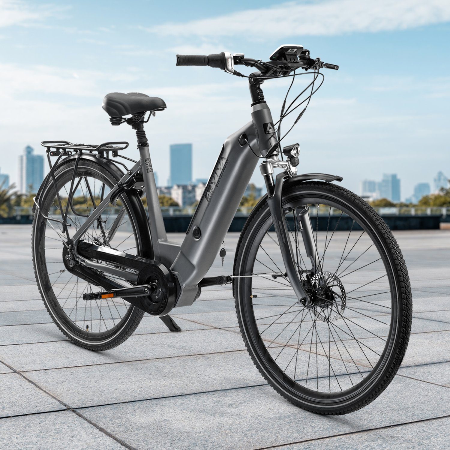 AsVIVA E-Bike Hollandrad, Cityrad B14 28 Zoll & 120 Km Reichweite, 7 Gang Shimano Nexus Schaltwerk, Nabenschaltung, Bürstenloser Mittelmotor, 620 Wh, innerhalb der StVZO, Akku 36V / 17,2Ah / 620Wh