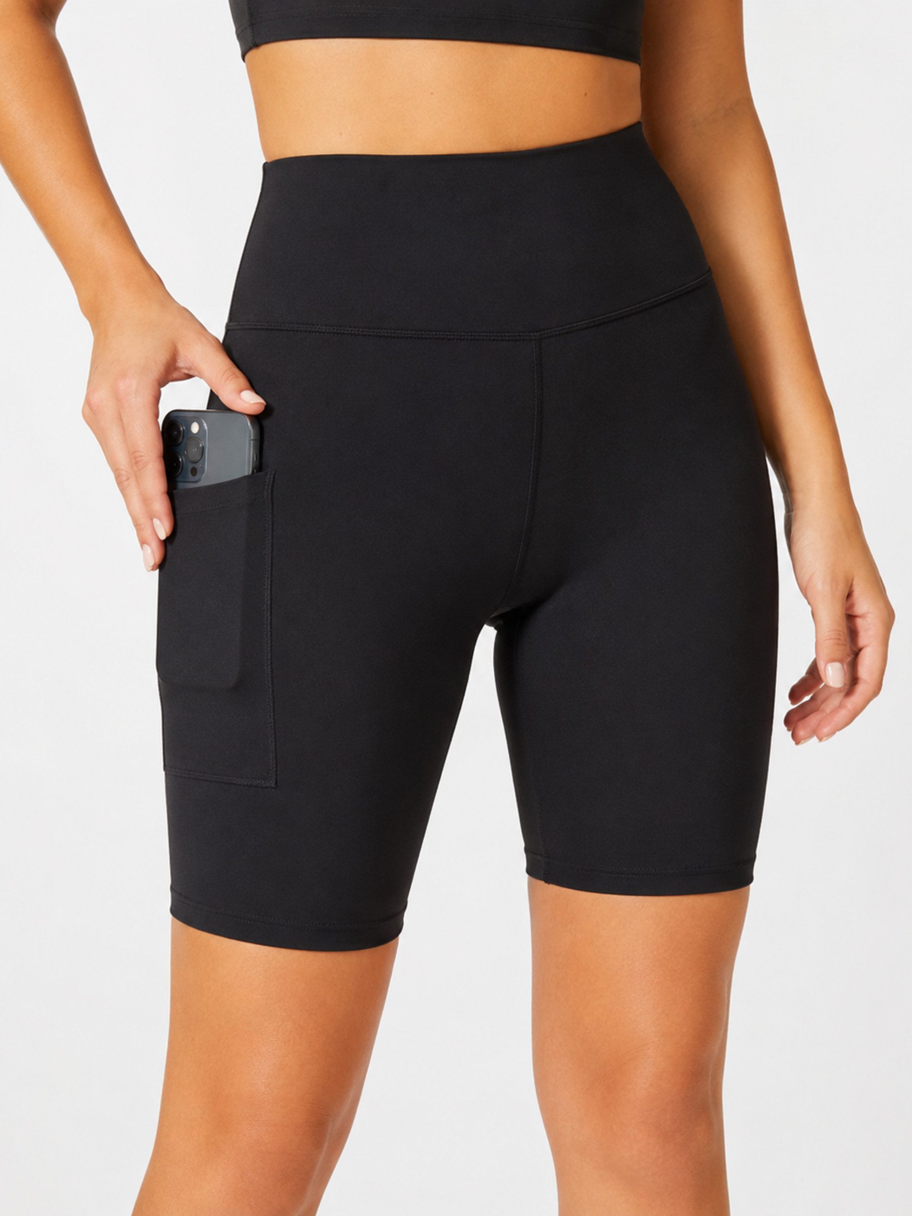 FemmeTone Radlerhose High Waist Biker Shorts – Damen Sporthose mit Tasche Elastische kurze Leggings – Fitnesshose für Training, Yoga & Workout
