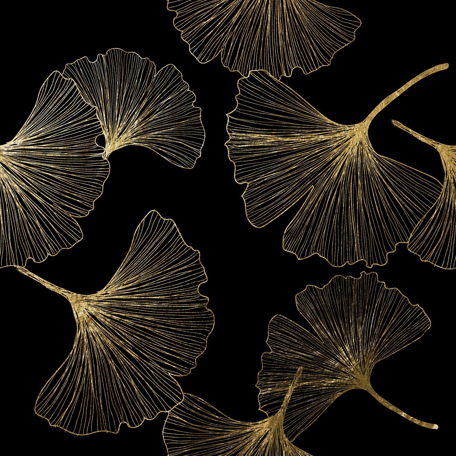 Leonique Acrylglasbild Blätter - Acrylbilder mit Blattgold veredelt, Blätter (1 St), Goldveredelung, Handgearbeitet, Gerahmt, Edel