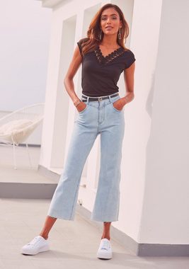 LASCANA 7/8-Jeans mit leicht ausgefransten Beinabschlüssen, Culotte mit Stretchanteil