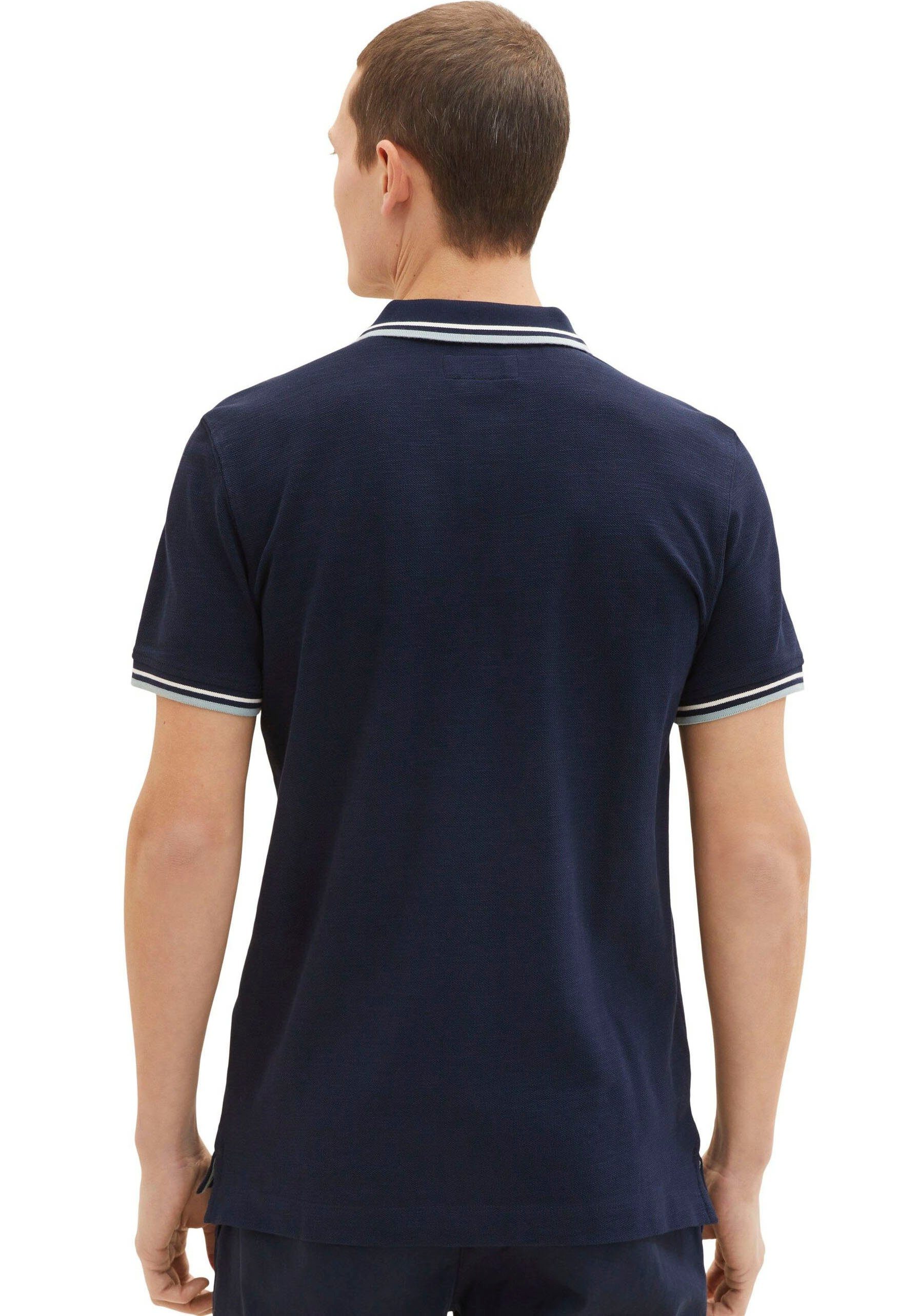 TOM Logoschriftzug TAILOR Poloshirt mit dunkelblau