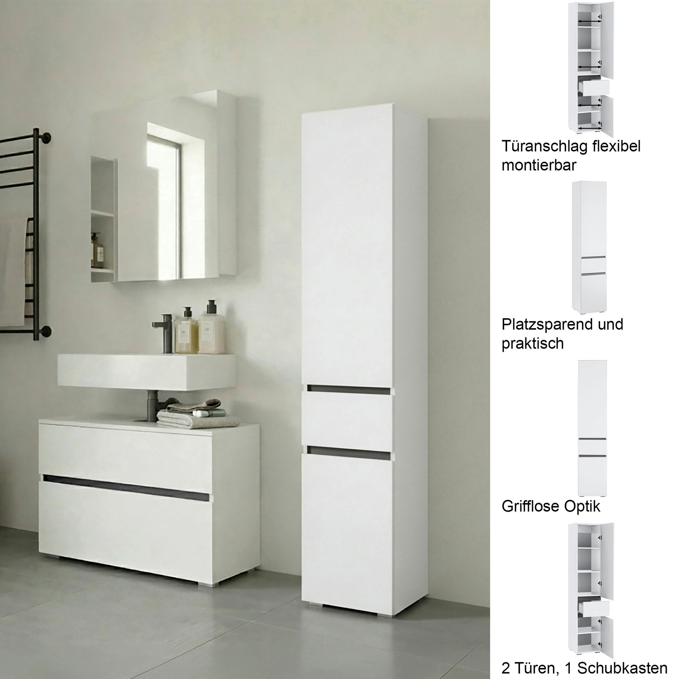 Home affaire Hochschrank Wisla Höhe 180 cm, mit Türen & Schubkasten – Bild 3 von 5