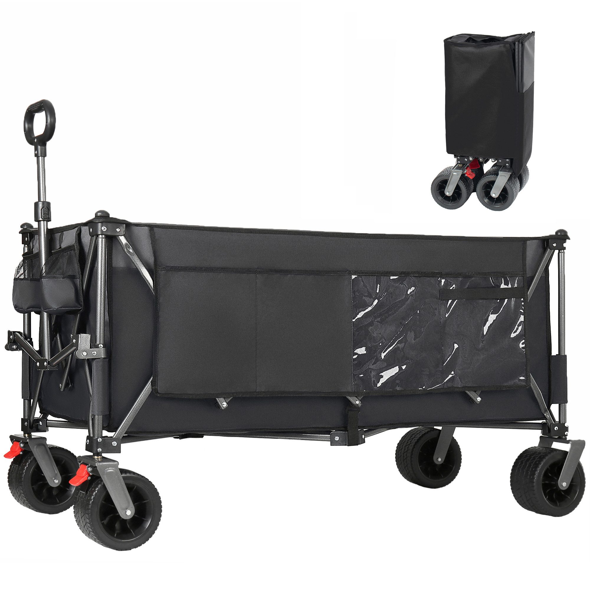 i@home Bollerwagen XXXL Bollerwagen Faltbar (Packung Set), mit Extra Breite 17x10 cm All-Terrain-Räder Handwagen