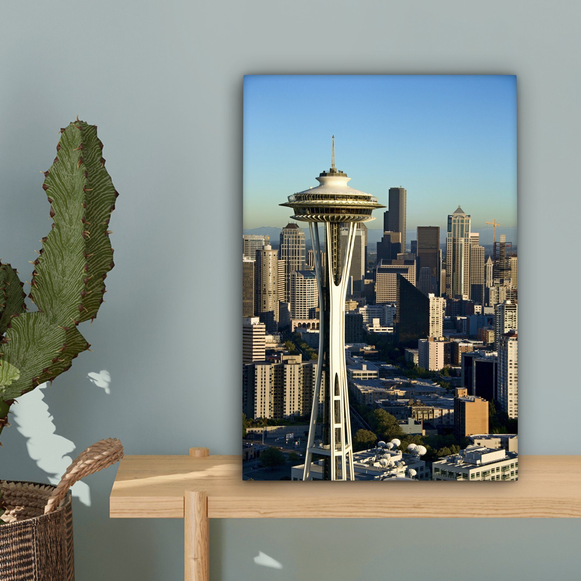 OneMillionCanvasses® Leinwandbild Seattle - Amerika (1 inkl. 20x30 Architektur, Zackenaufhänger, cm - bespannt fertig St), Leinwandbild Gemälde