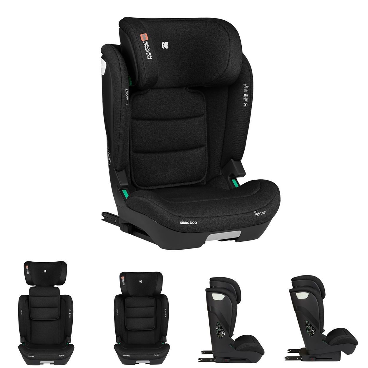Kikkaboo Kindersitzerhöhung Kindersitz i-Scout i-Size, ab: 4, bis: 12, (100 - 150 cm) Kopfstütze verstellbar Isofix