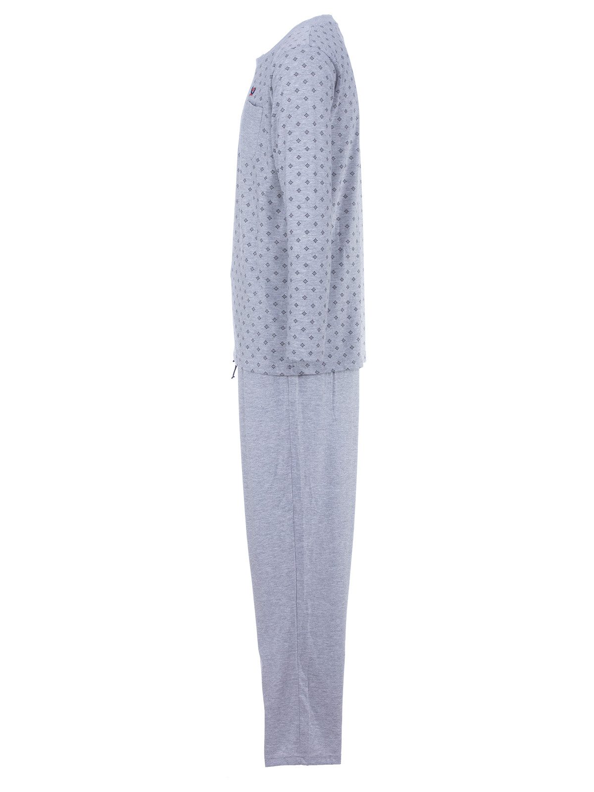 Henry Terre Pyjama Pyjama Set Langarm - Carlo mit Raute & unifarbener Hose günstig online kaufen