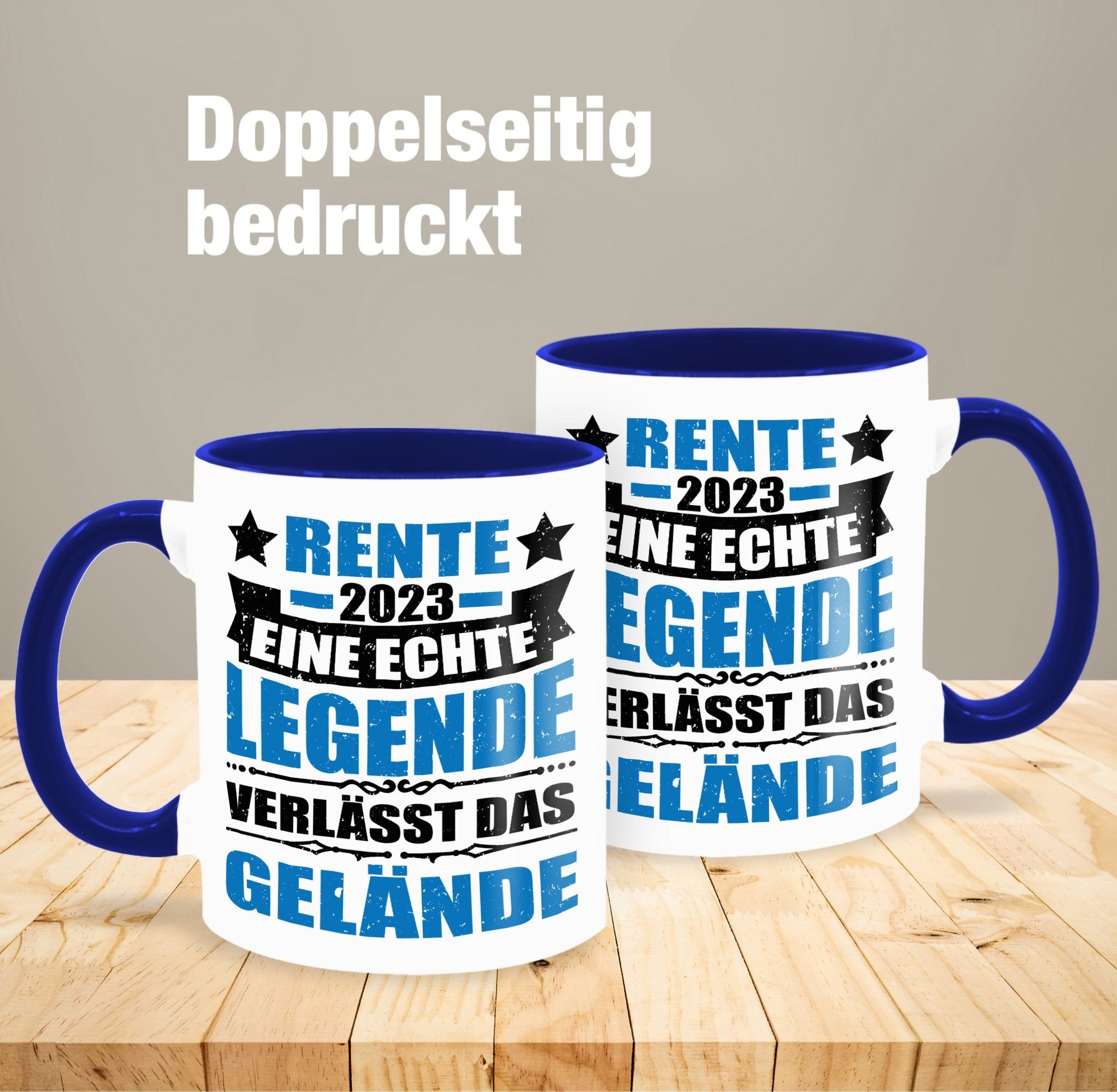 Gelände, 1 2023 Tasse Legende echte Rente verlässt Dunkelblau Shirtracer Keramik, eine das Kaffeetasse Rente Geschenk