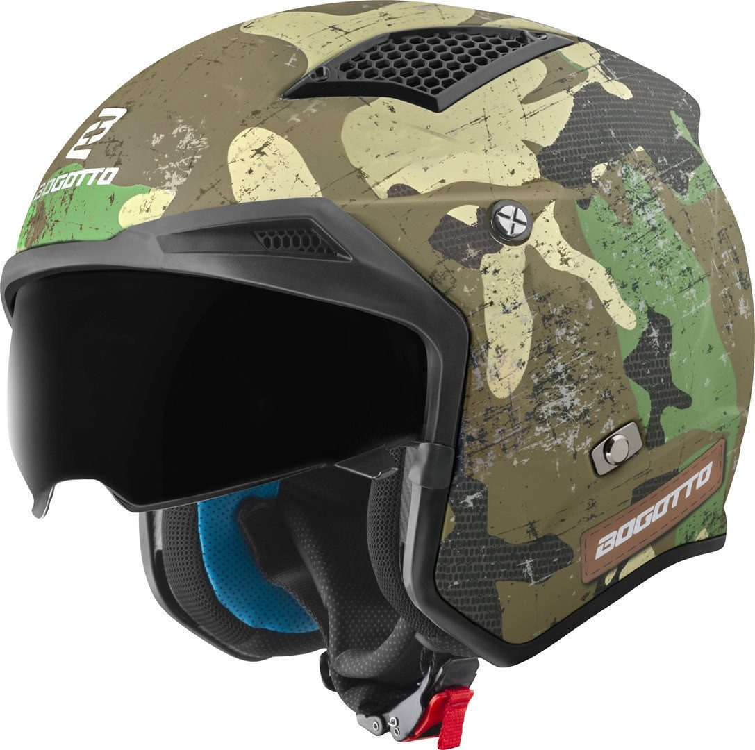 Bogotto Motorradhelm Radic Camo 22.06 Helm, herausnehmbares Innenfutter,integriertes Sonnenvisier