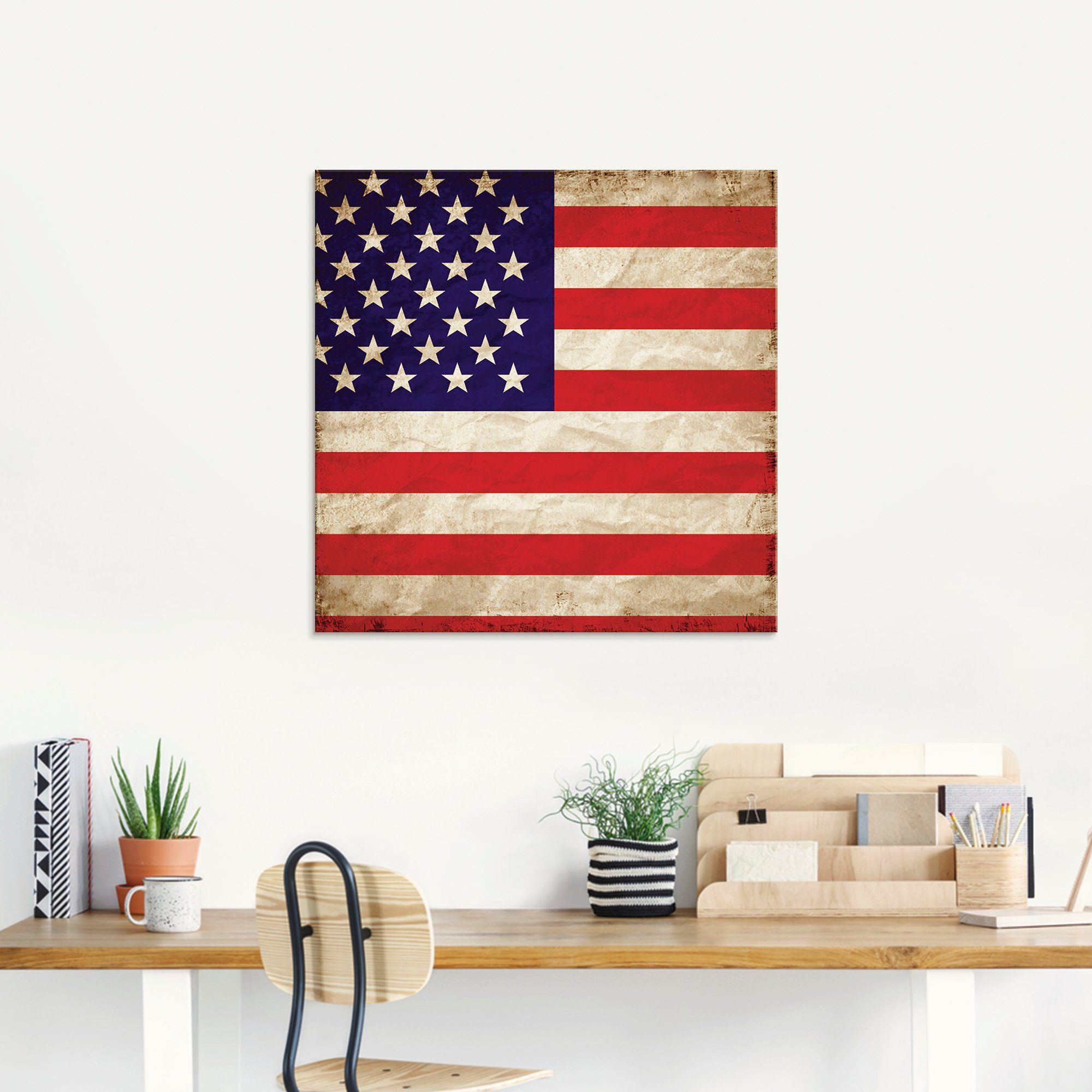 Artland St), USA (1 Größen Flagge, in Amerikanische verschiedenen Zeichen Glasbild