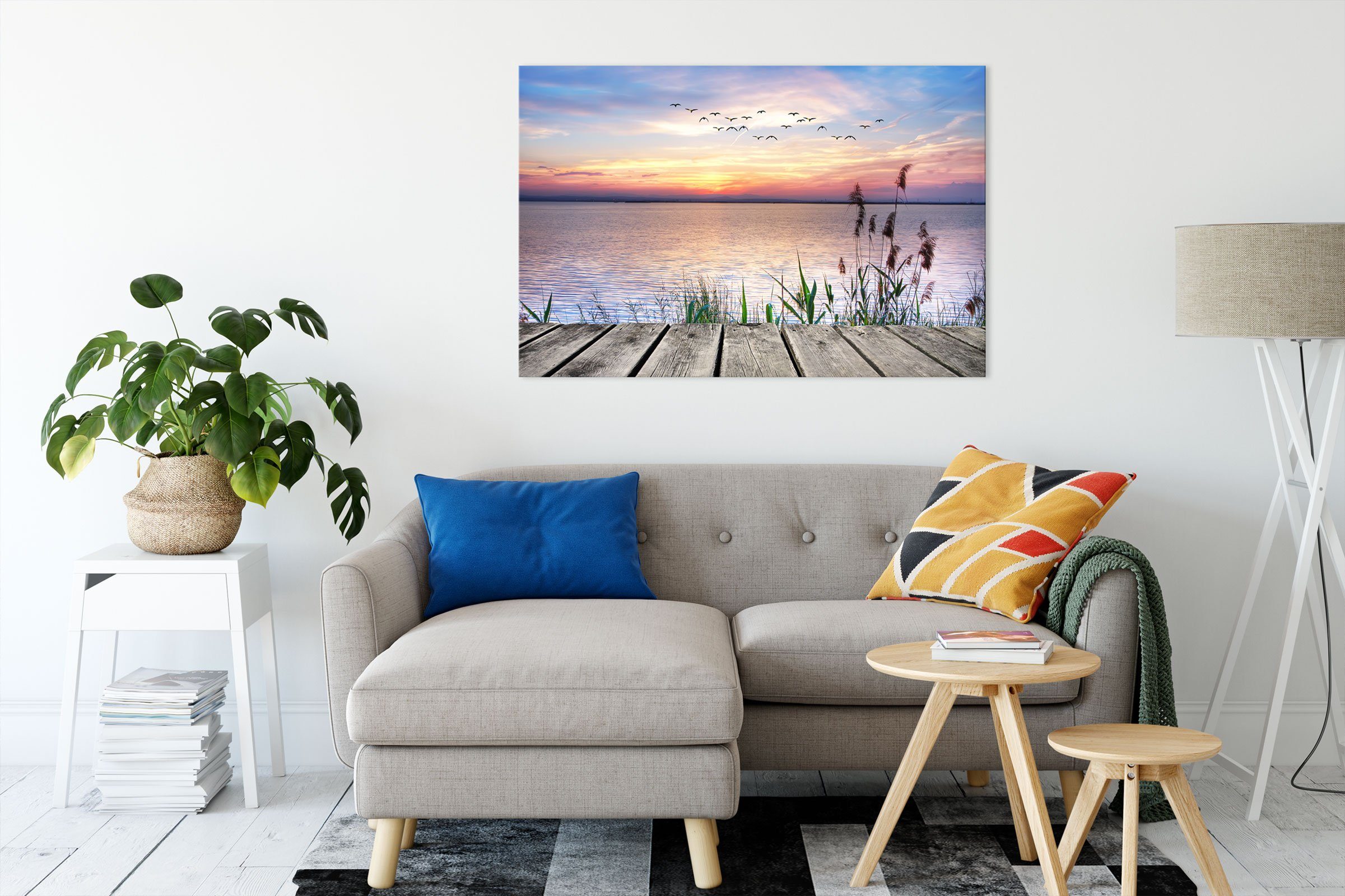 Pixxprint Leinwandbild Steg mit Ausblick aufs Meer, Steg mit Ausblick aufs günstig online kaufen