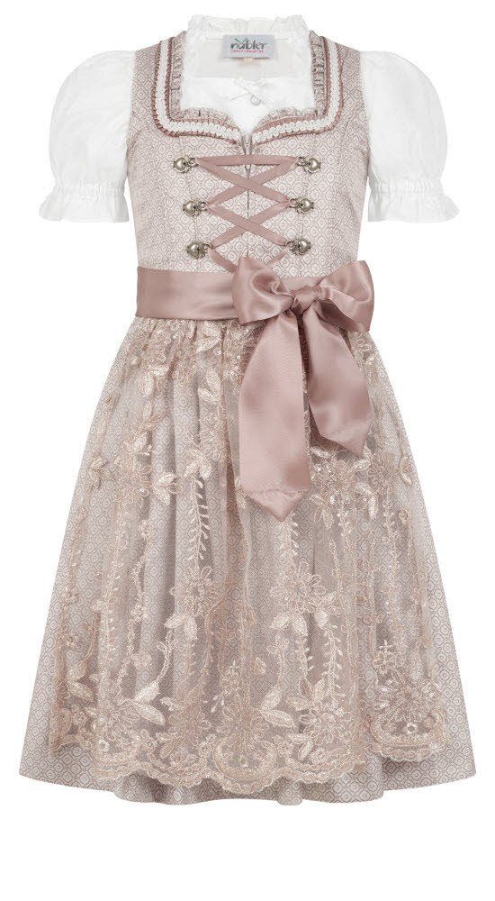 Nübler Дирндль Kinderdirndl 3-teilig Stella in Taupe von Nübler