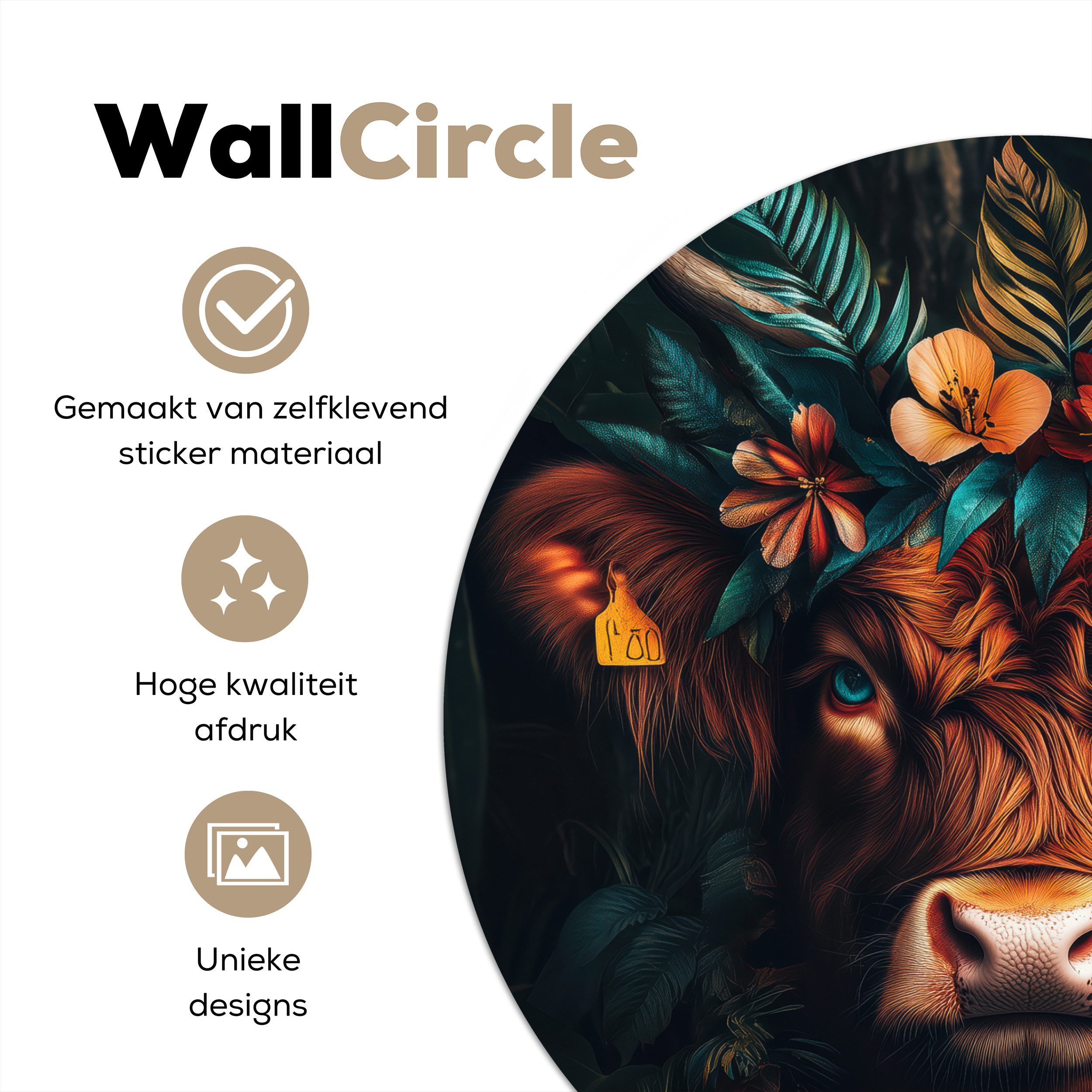 MuchoWow Wandsticker Schottischer Highlander - Blumen günstig online kaufen