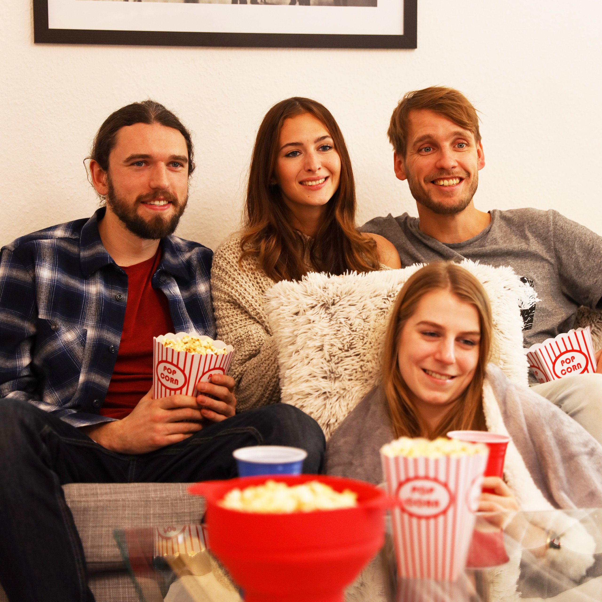 relaxdays Schüssel Popcorn Maker Silikon für die Mikrowelle, Silikon, (1-tlg), blau – Bild 3 von 5