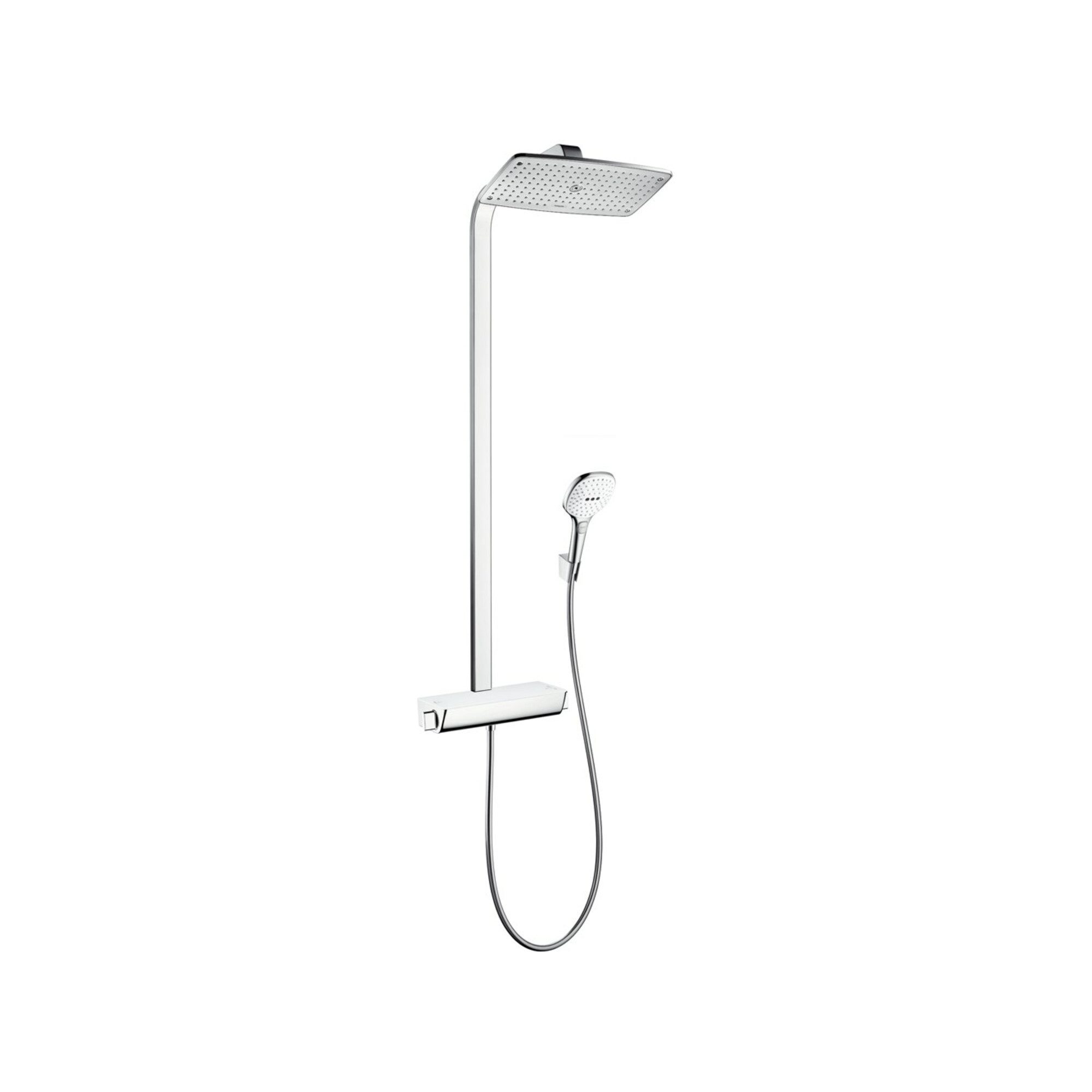 hansgrohe Duschsystem hansgrohe Showerpipe Raindance E mit Thermostat, 1jet, weiß/chrom