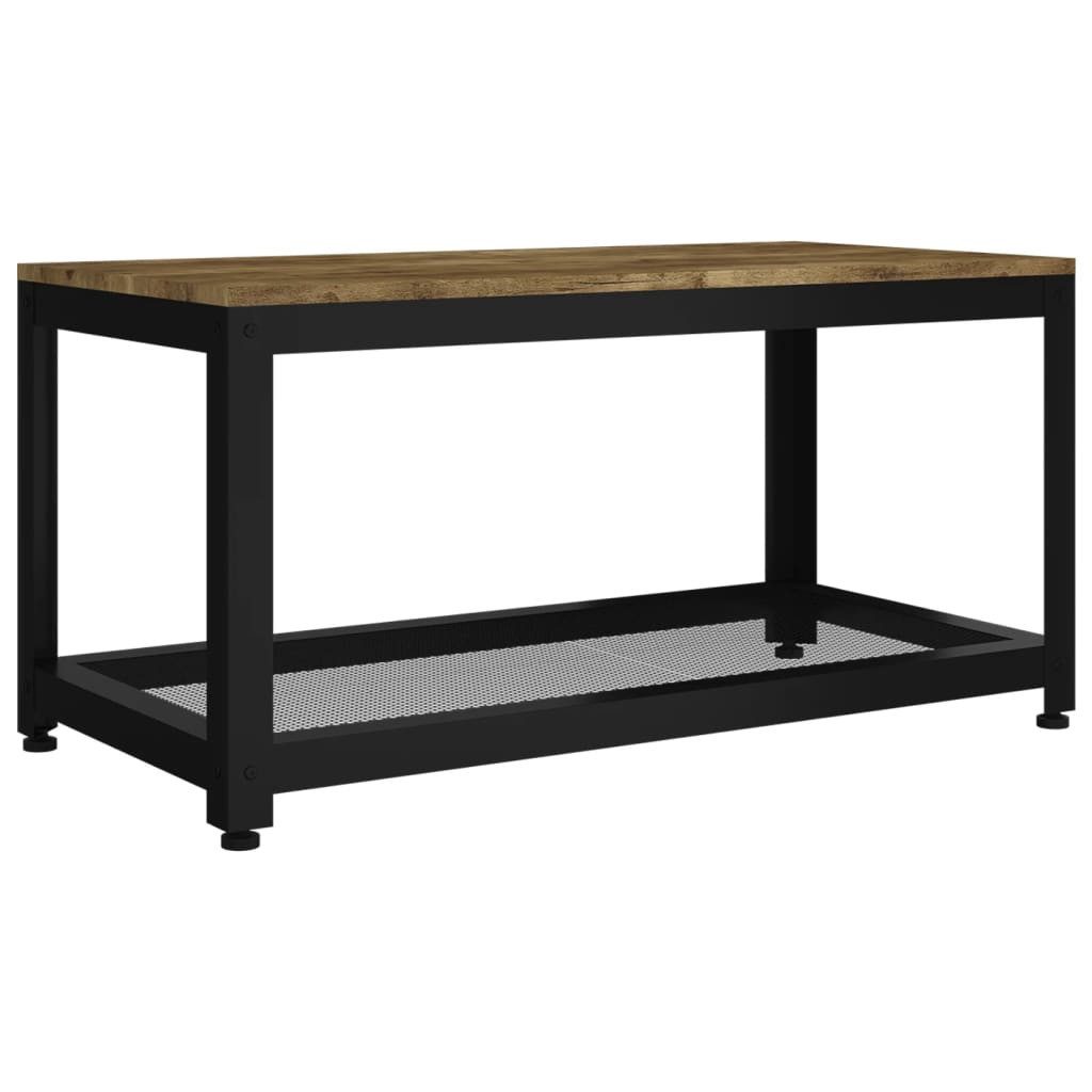 Couchtisch Couchtisch Dunkelbraun und Schwarz 90x45x45 cm MDF und Eisen