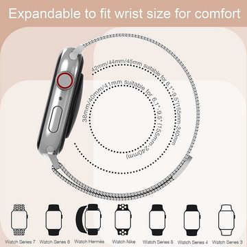 Widmann-Shop Smartwatch-Armband Apple Watch Armband Band Series Ultra 9 8 SE 7 6 5 4 3 2 38 - 49 mm, Schmutzabweisend, Atmungsaktiv