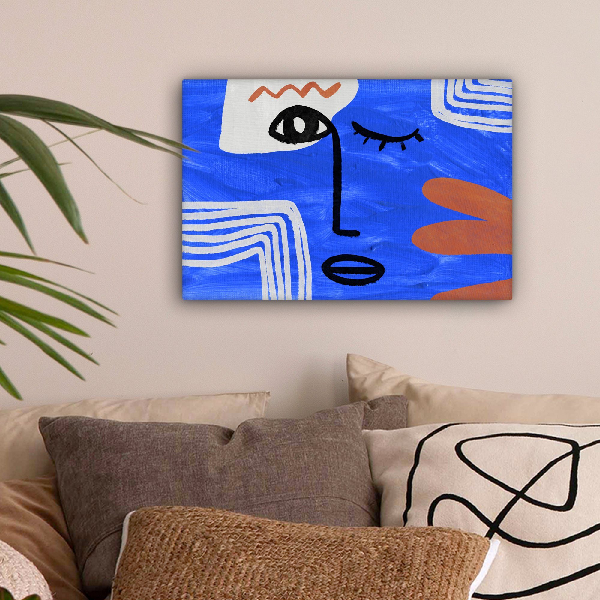 OneMillionCanvasses® Leinwandbild Gesicht - Blau - günstig online kaufen