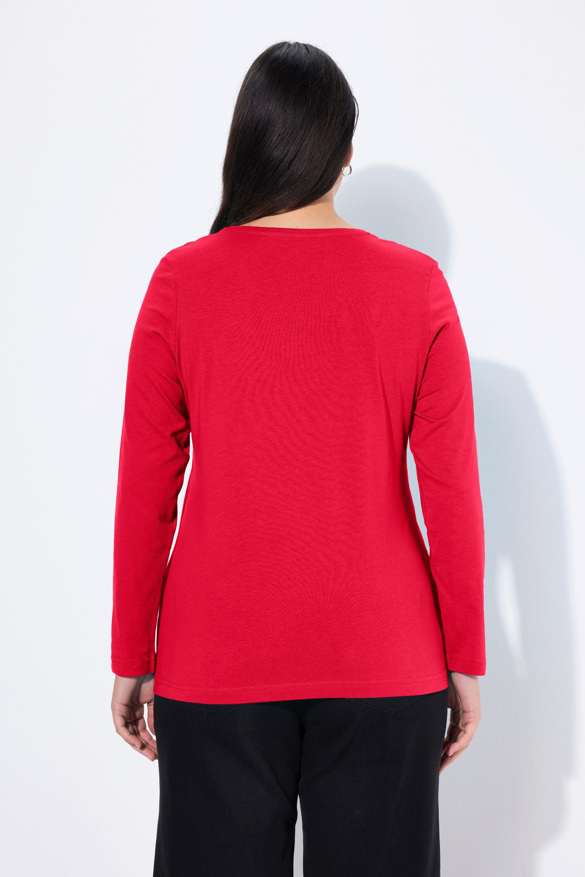 Ulla Popken T-Shirt Shirt Slim Rundhalsausschnitt Langarm