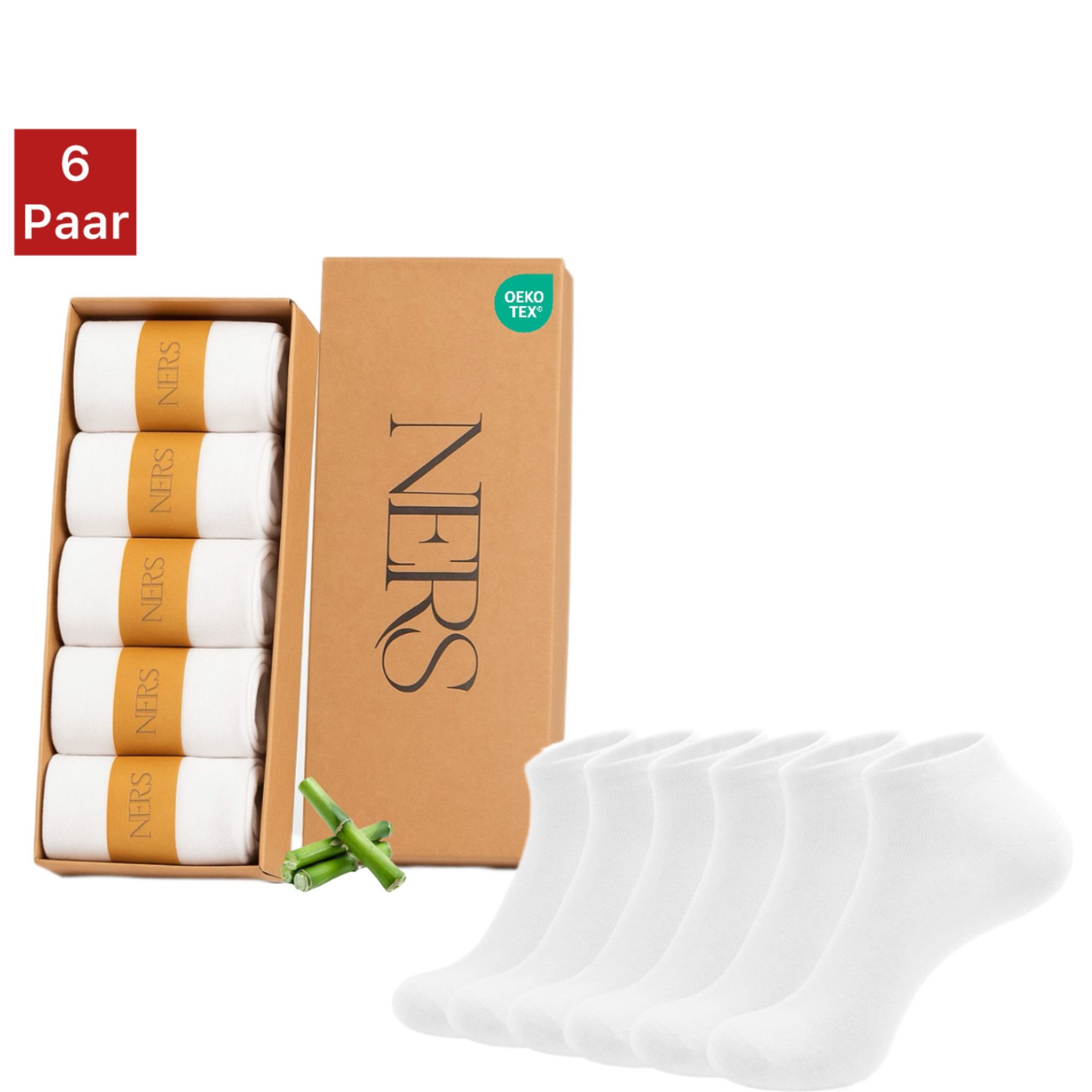 Sneakersocken 6 Paar aus Bambus für Damen & Herren Kein Verrutschen, mit Komfortbund