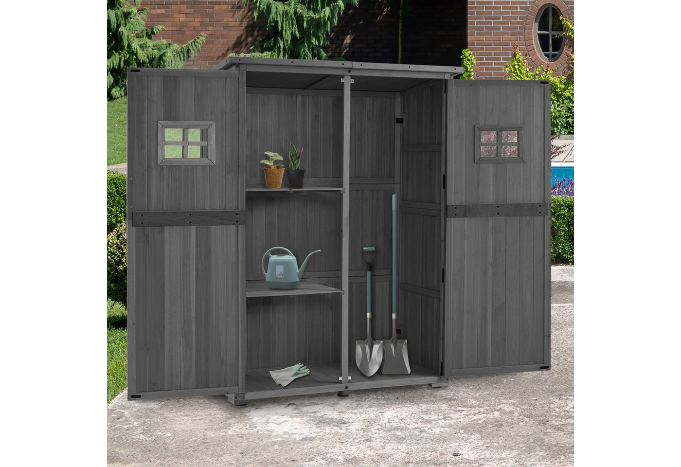 Thumbnail - MCombo Gerätehaus M MCombo Gartenhaus Holz Wetterfest, 59×127×168 cm, 0912-F