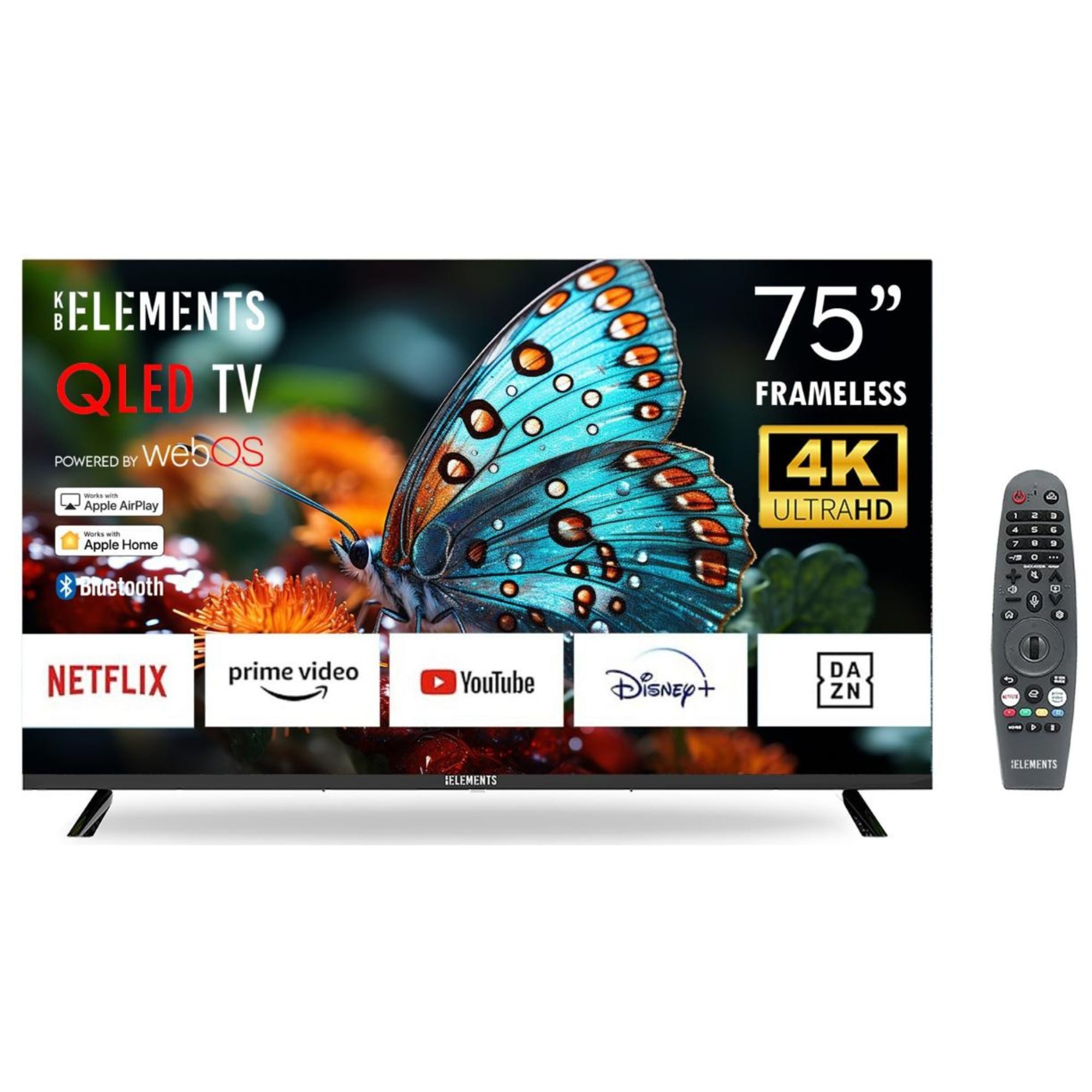 KB Elements ELT75QL7DE QLED-Fernseher (190,00 cm/75 Zoll, 4K Ultra HD, Smart-TV, QLED, 4K UHD, HDR10+, webOS Betriebssystem, Magic Fernbedienung)