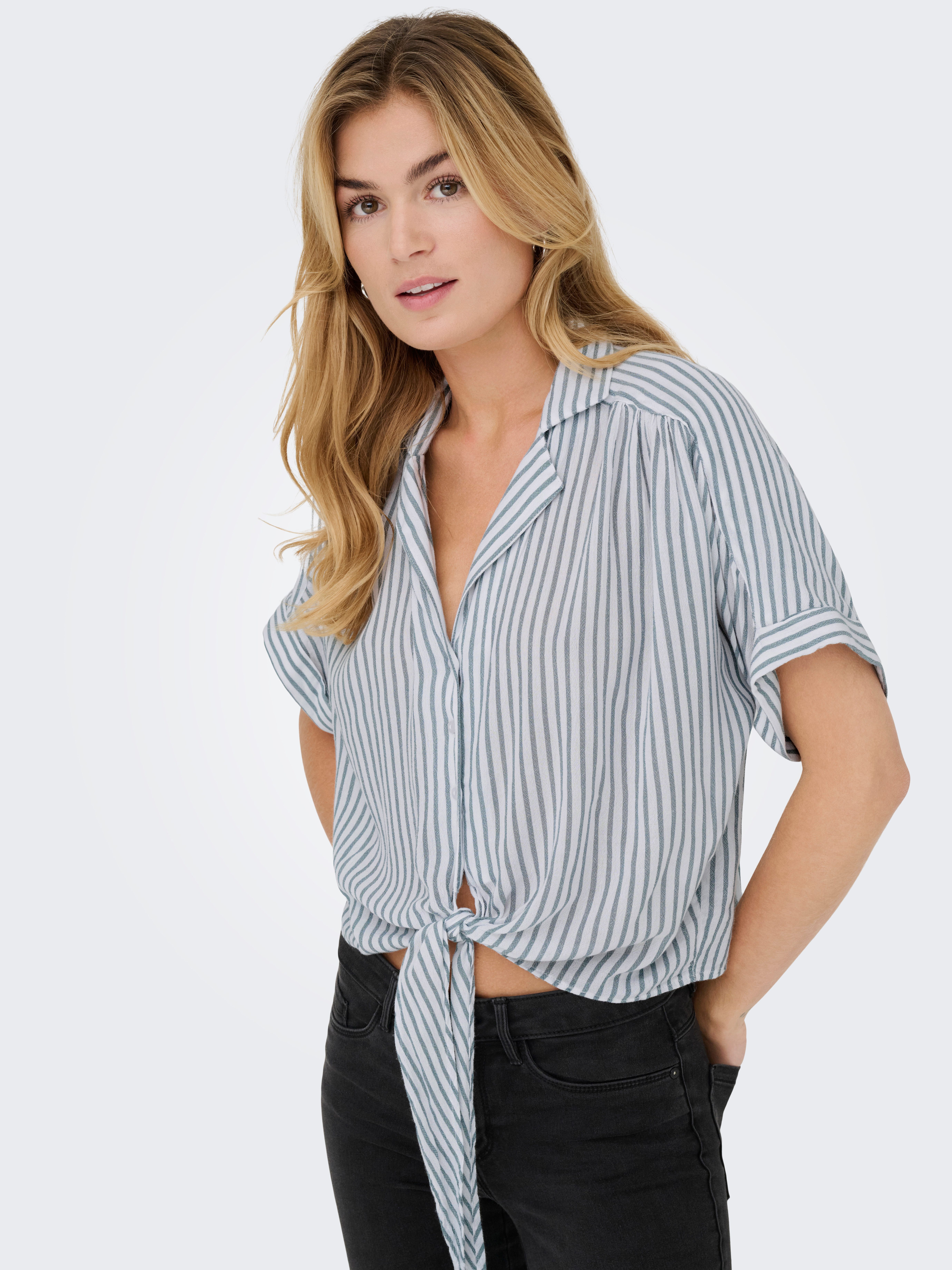ONLY Kurzarmbluse ONLPAULA LIFE S/S TIE SHIRT WVN NOOS Viskose, regular fit