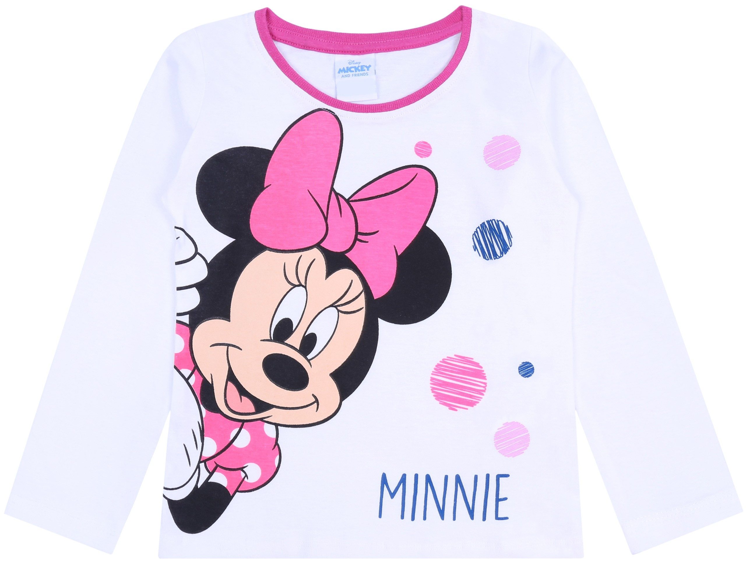 Sarcia.eu Schlafanzug Weißes gestreiftes Mädchenpyjama Minnie Mouse DISNEY 7-8 Jahre