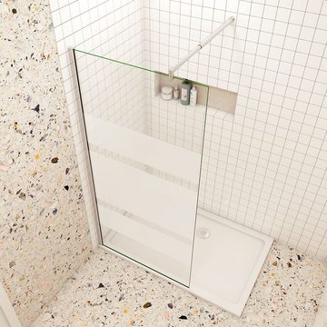 duschspa Duschwand 6mm 190cm Duschkabine Walk in Dusche Trennwand Glas mit Milchstreifen, Einscheibensicherheitsglas, Sicherheitsglas, (Set), Glas, Nano Glas