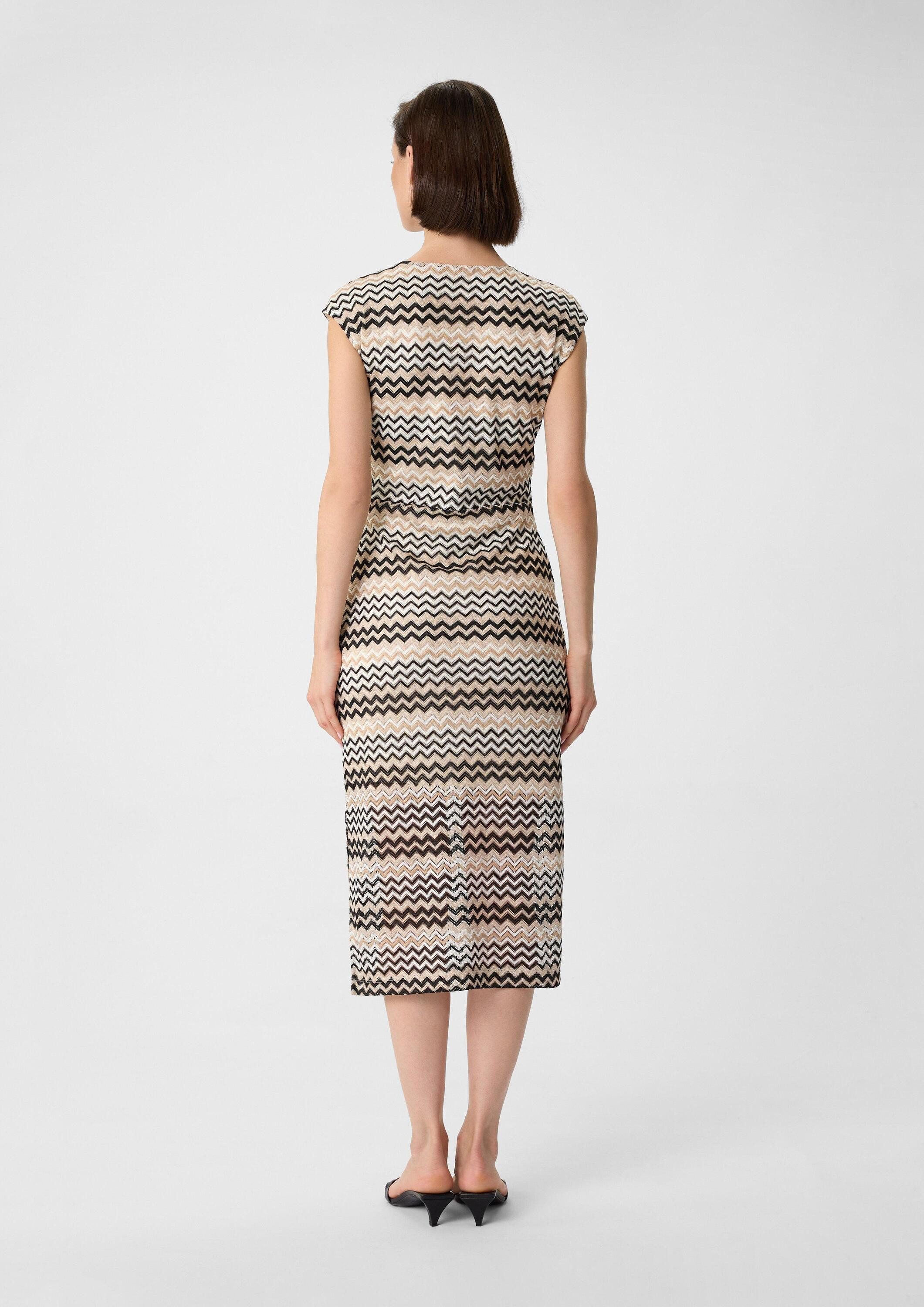 comma Midikleid Kleid Midi-Kleid mit Zick-Zack-Ajourmuster
