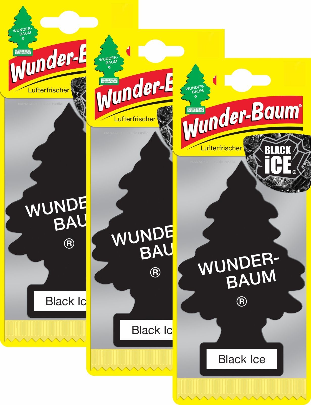 Raumduft Black Ice 3er Duftbäumchen Wunderbaum 3 Set Lufterfrischer