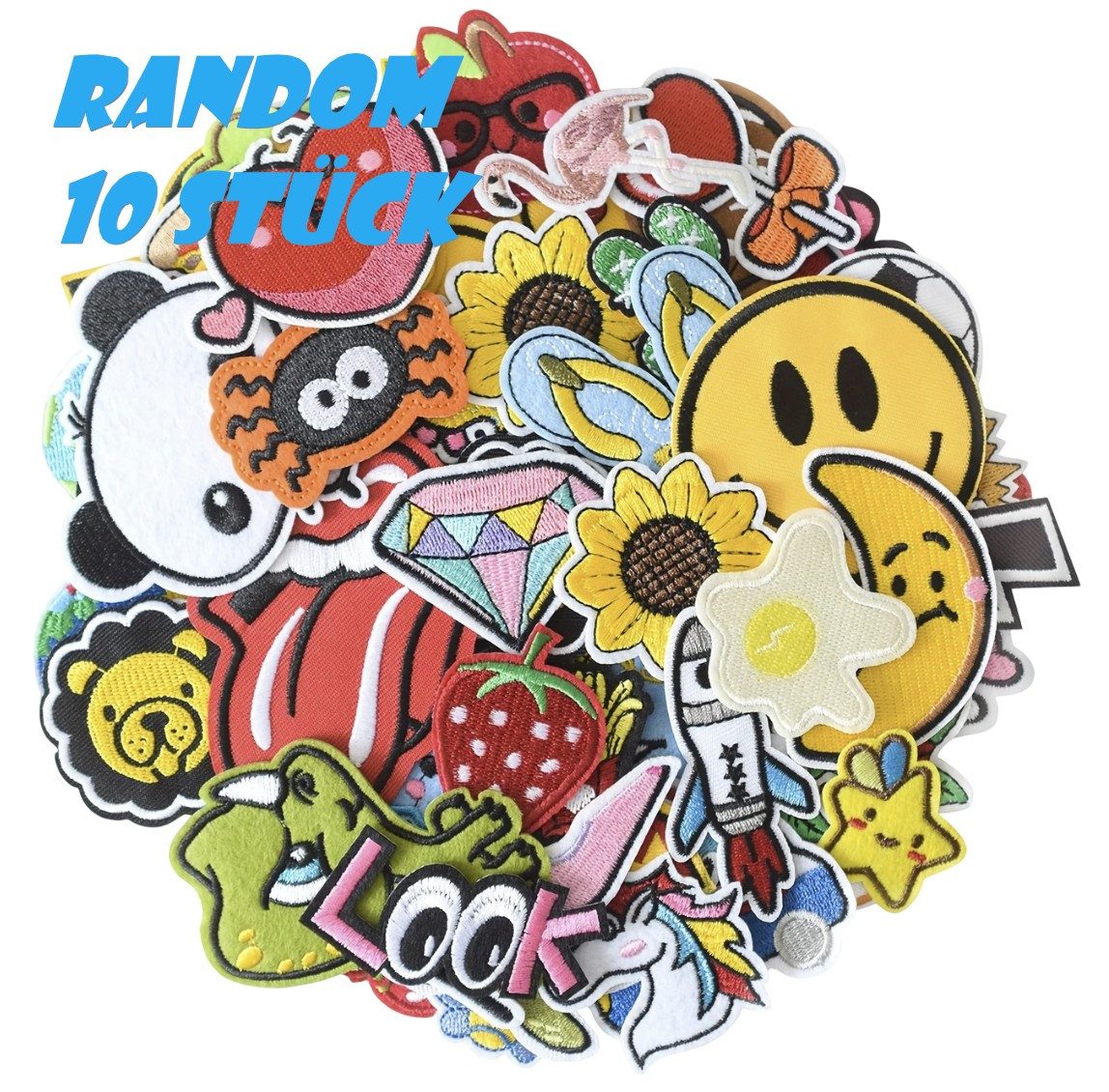 Lale Collection® Пластырь 10 Stk. Random Пластырь Bügelbild, Aufbügler, Applikationen, Patches, Vielseitig, Wiederverwendbar, Ausdrucksstark