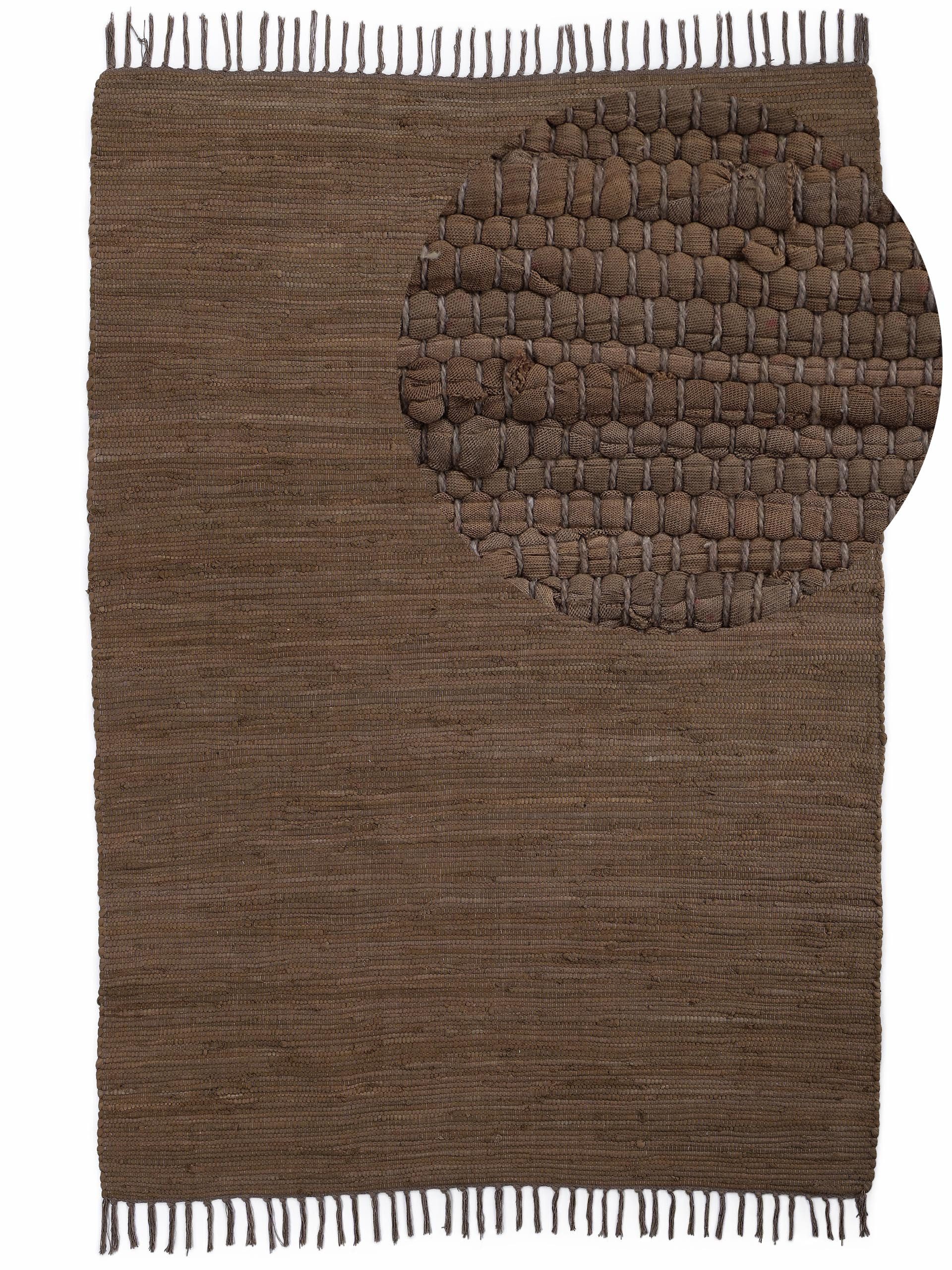 carpetfine Teppich Kelim Chindi uni, auch als Läufer, rechteckig, Höhe: 5 mm, Wendeteppich, reine Baumwolle, handgewebt, Uni-Farben, mit Fransen