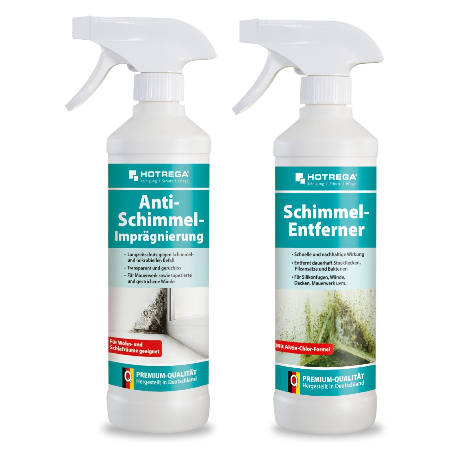 HOTREGA® Anti Schimmel Imprägnierung 500ml und Schimmel Entferner 500ml Spray Schimmelentferner