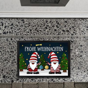 Fußmatte Frohe Weihnachten Fußmatte mit Wichtel Motiv Advent Christbaumkugel, speecheese