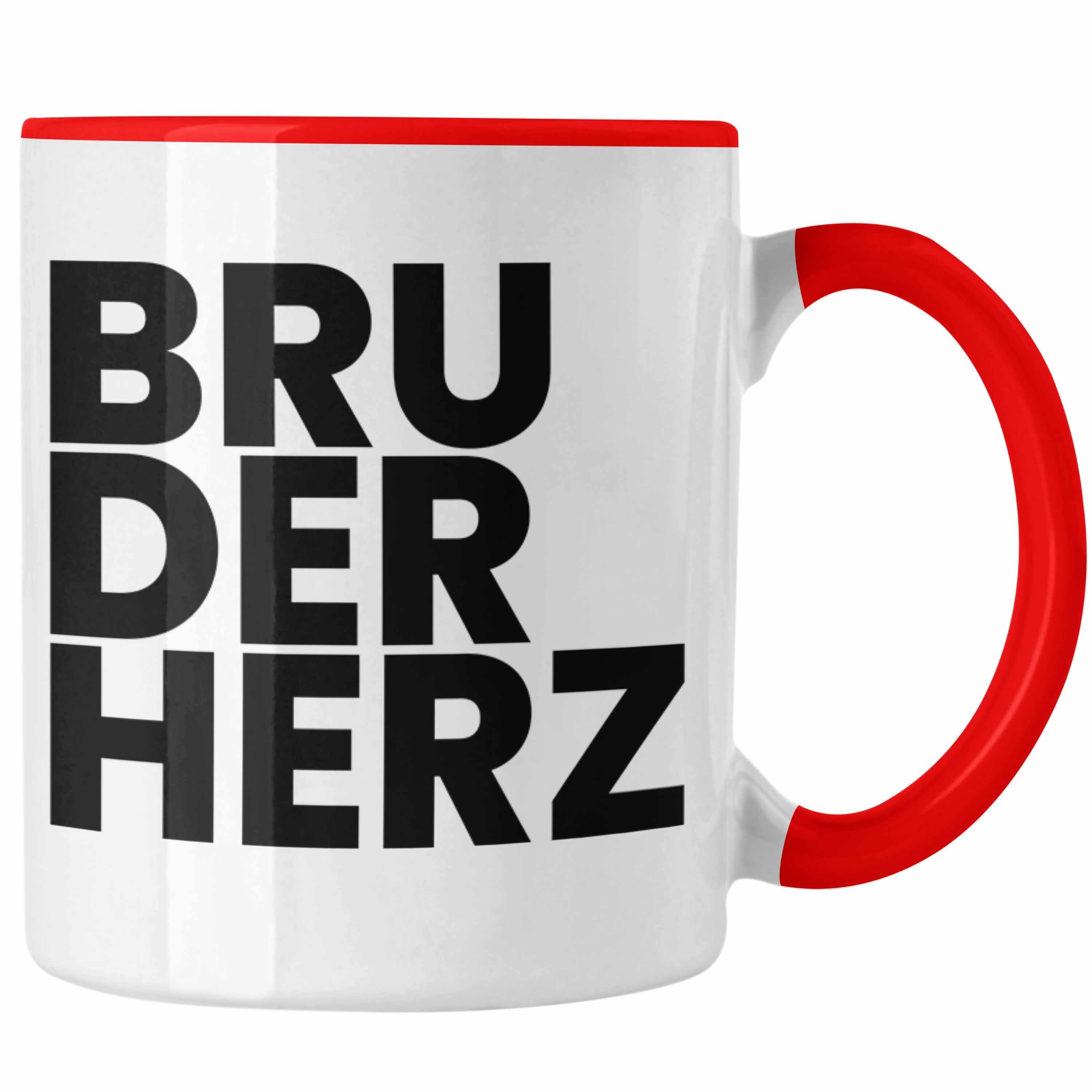 Trendation Tasse Trendation - Bester Bruder Tasse Geschenk Geburtstag Weihnachten Lustig Bruderherz Geschenkideen Erwachsen Rot | Teetassen