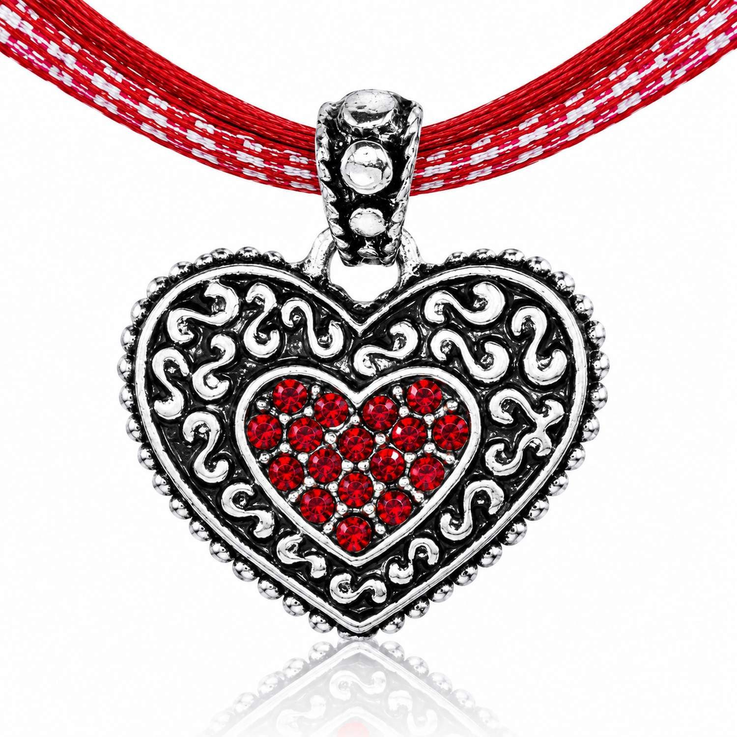 LUISIA® Herzkette LUISIA® Kinder Halskette "Herz" kariert mit Kristallen von Swarovski®