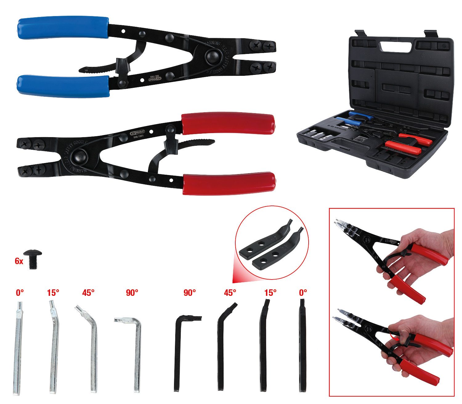 KS Tools Zangenset Sicherungszangen-Satz mit Ratschenfunktion, 20-tlg (500.1350)
