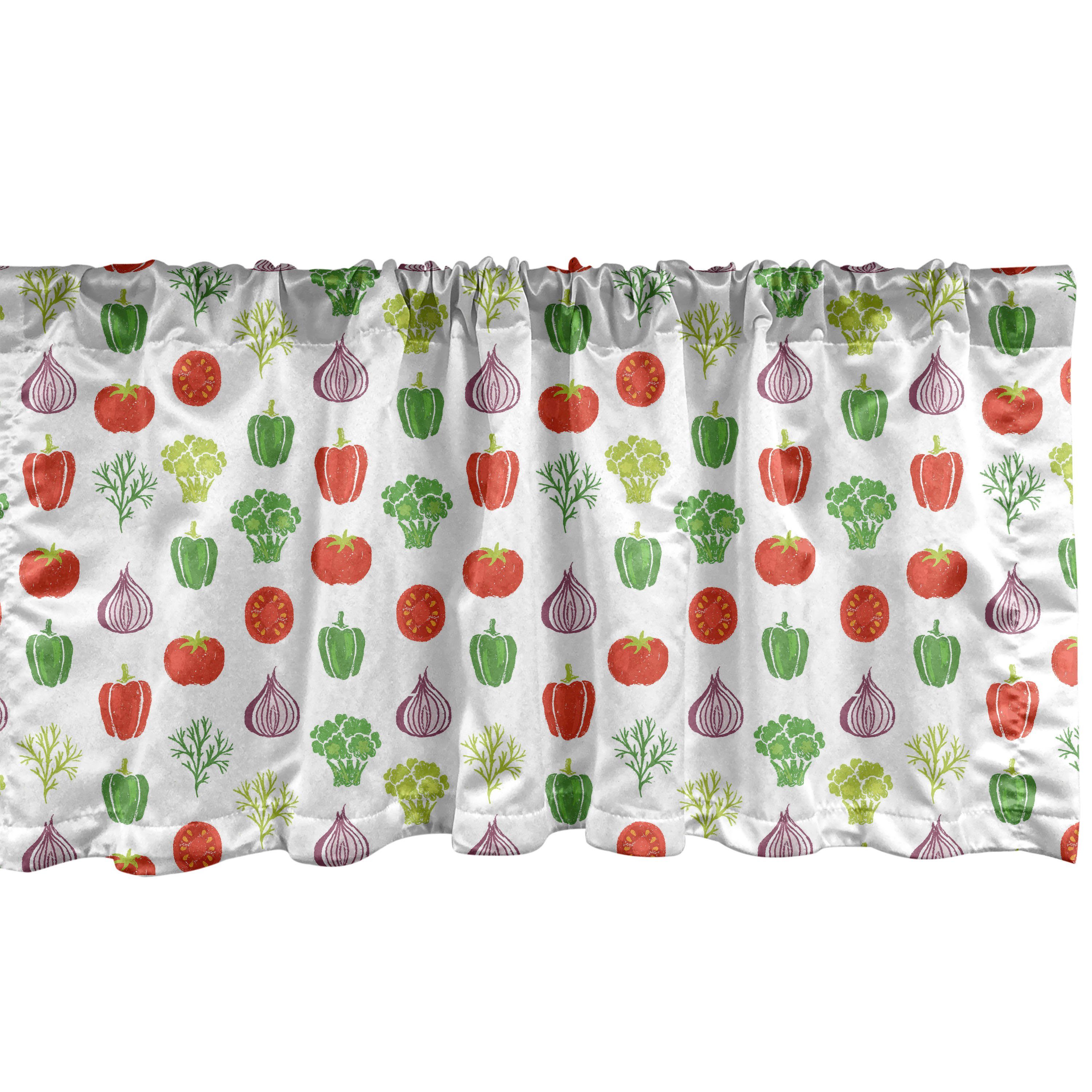 Scheibengardine Vorhang Volant für Gemüse mit Microfaser, Art Schlafzimmer Küche Abakuhaus, Dekor Kost Stangentasche, Themed